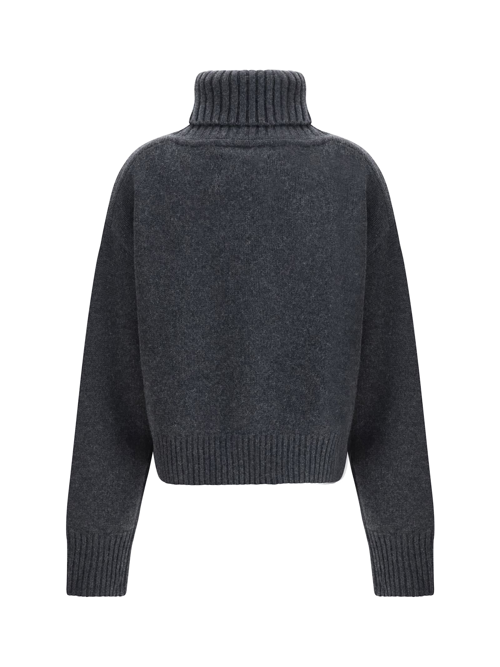 Extreme Cashmere N°434 Crop Xtra Turtleneck Sweater In Women's Cashmere In Gray