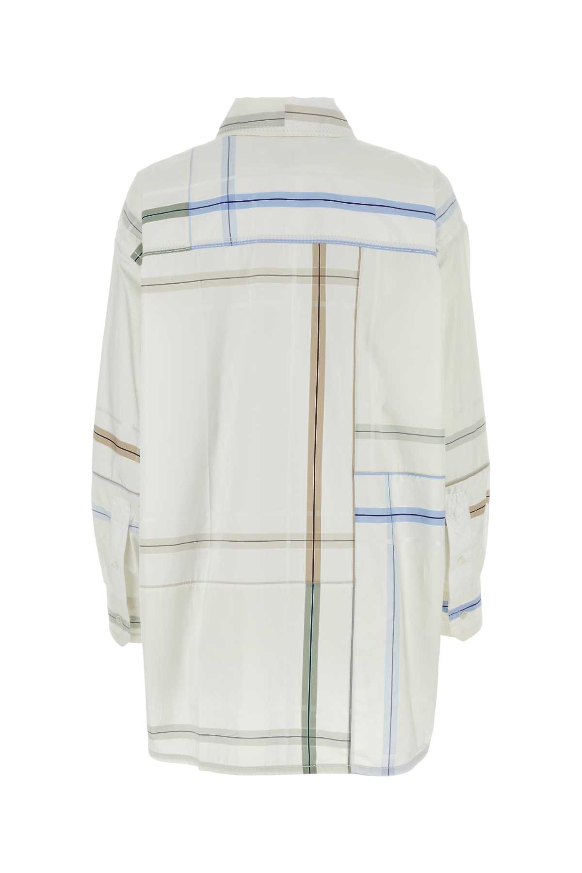 Shop Bottega Veneta Embroidered Poplin Shirt In Whitemulti