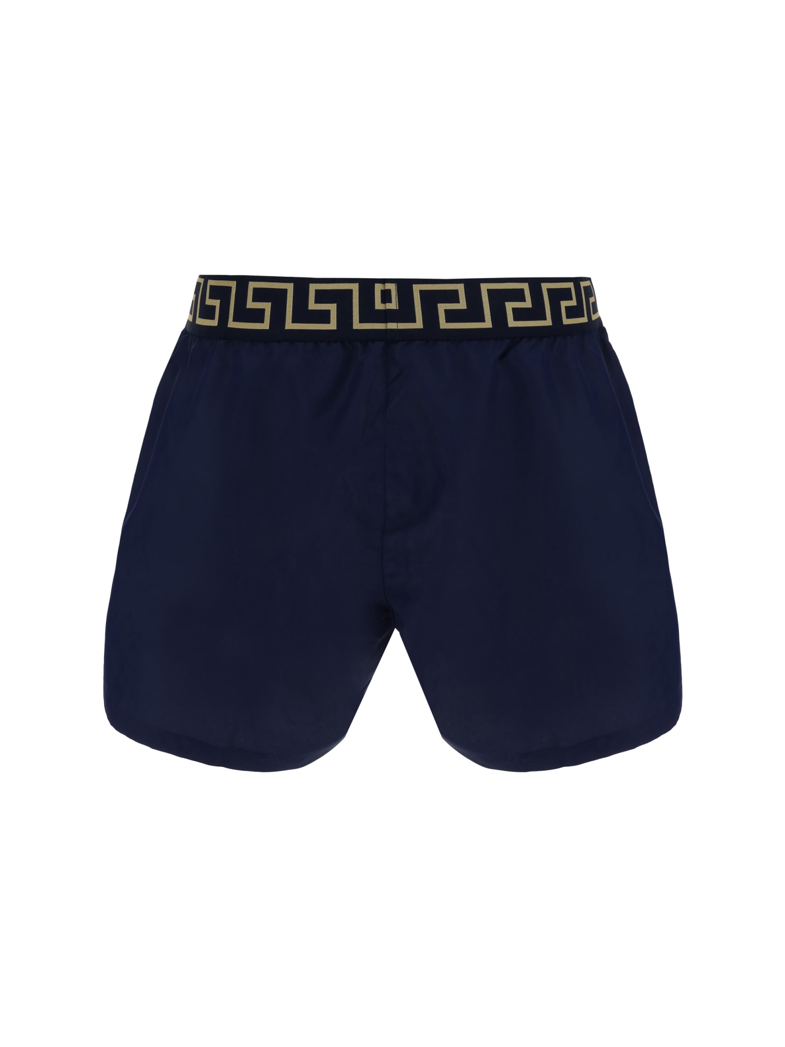 Shop Versace Swimshorts In Blue-gold