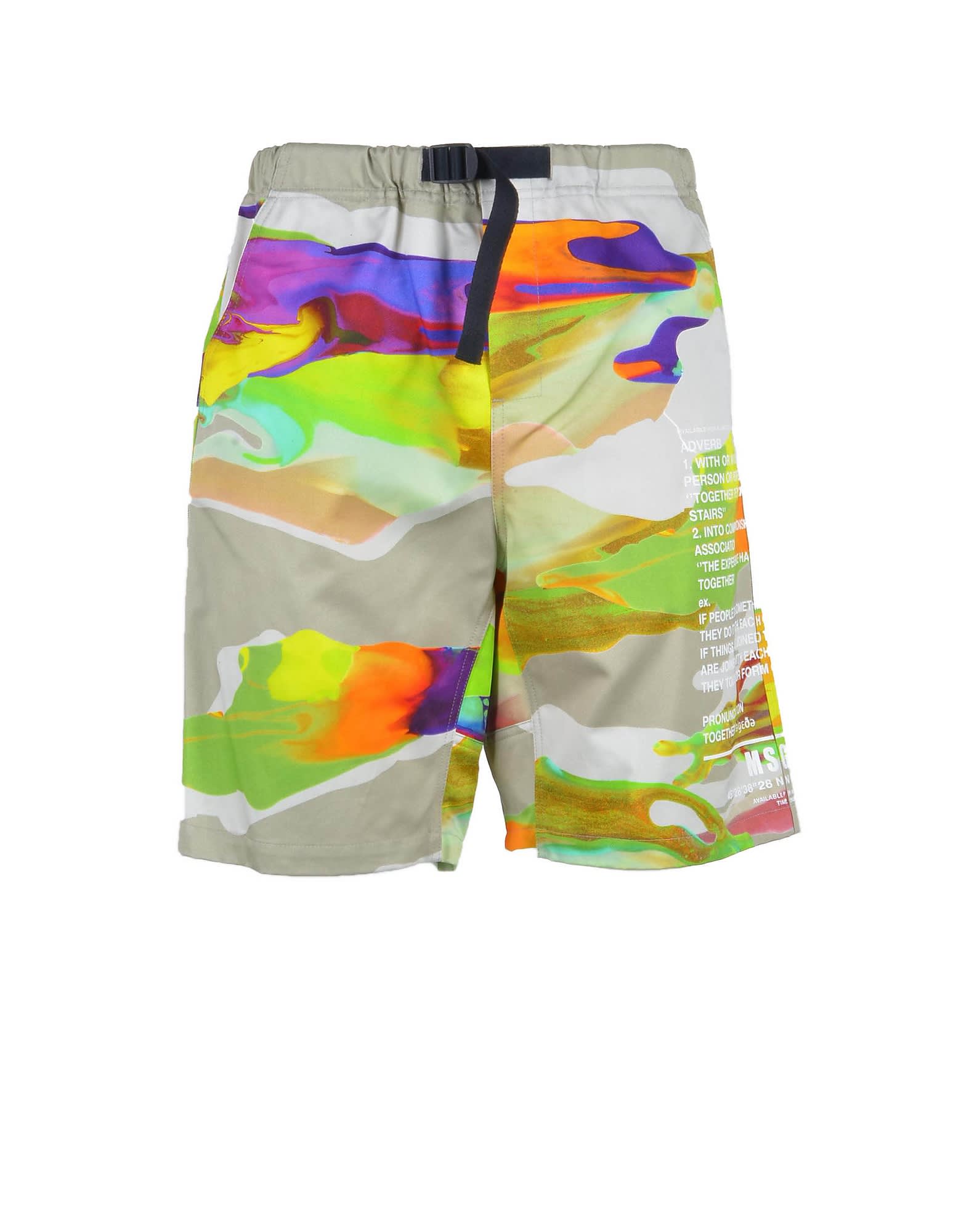MSGM Mens Green / Gray Bermuda Shorts