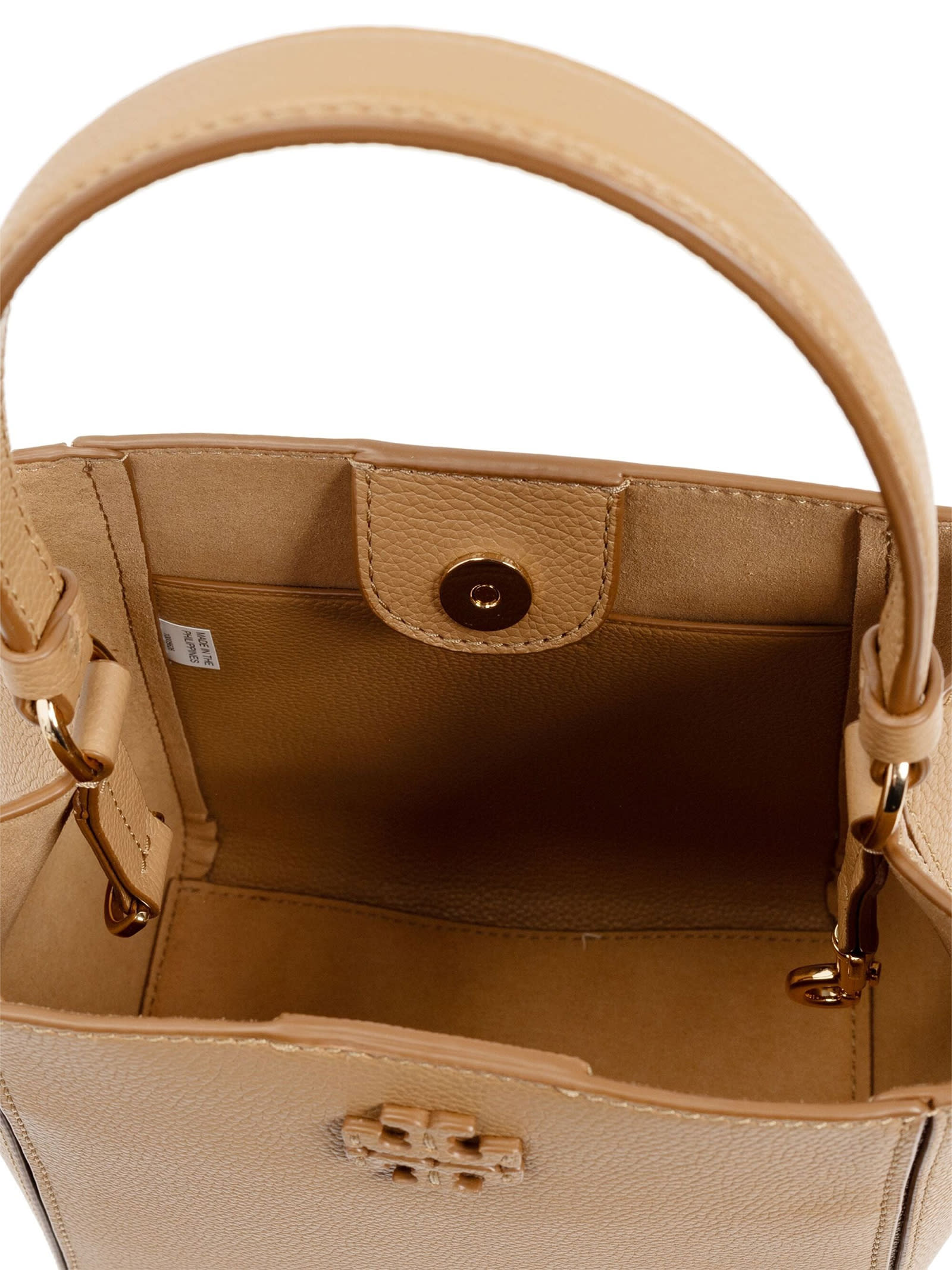 Shop Tory Burch Mcgraw Bucket Bag Brown Leather In Tiramisu