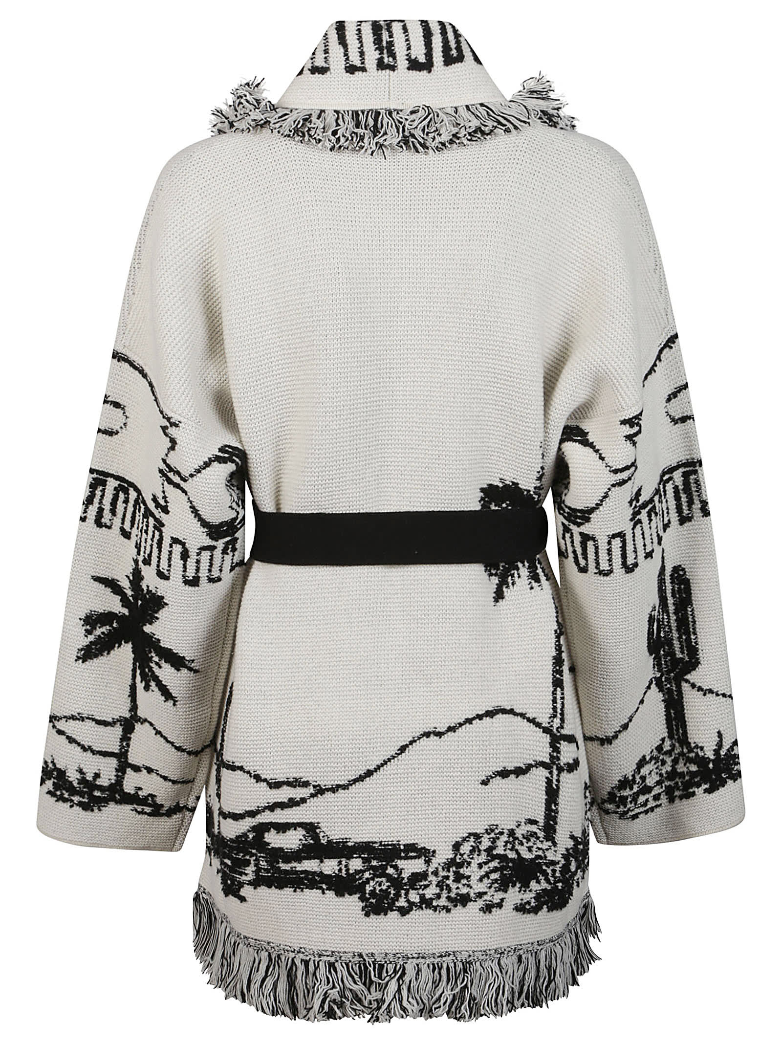 Shop Alanui Black/white Icon Cardigan In White/black