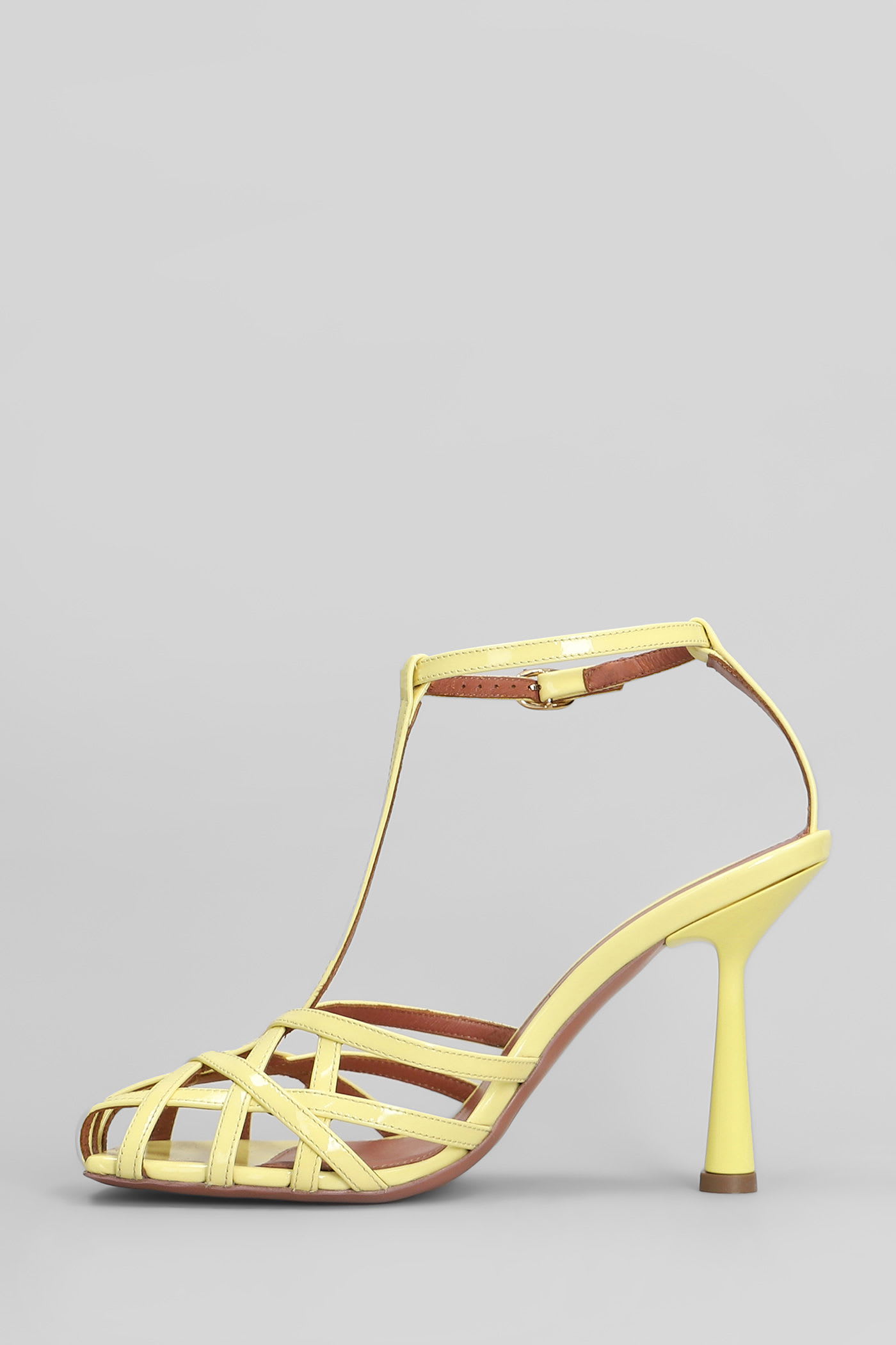 Aldo Castagna Lidia Sandals In Yellow Patent Leather In Yellow