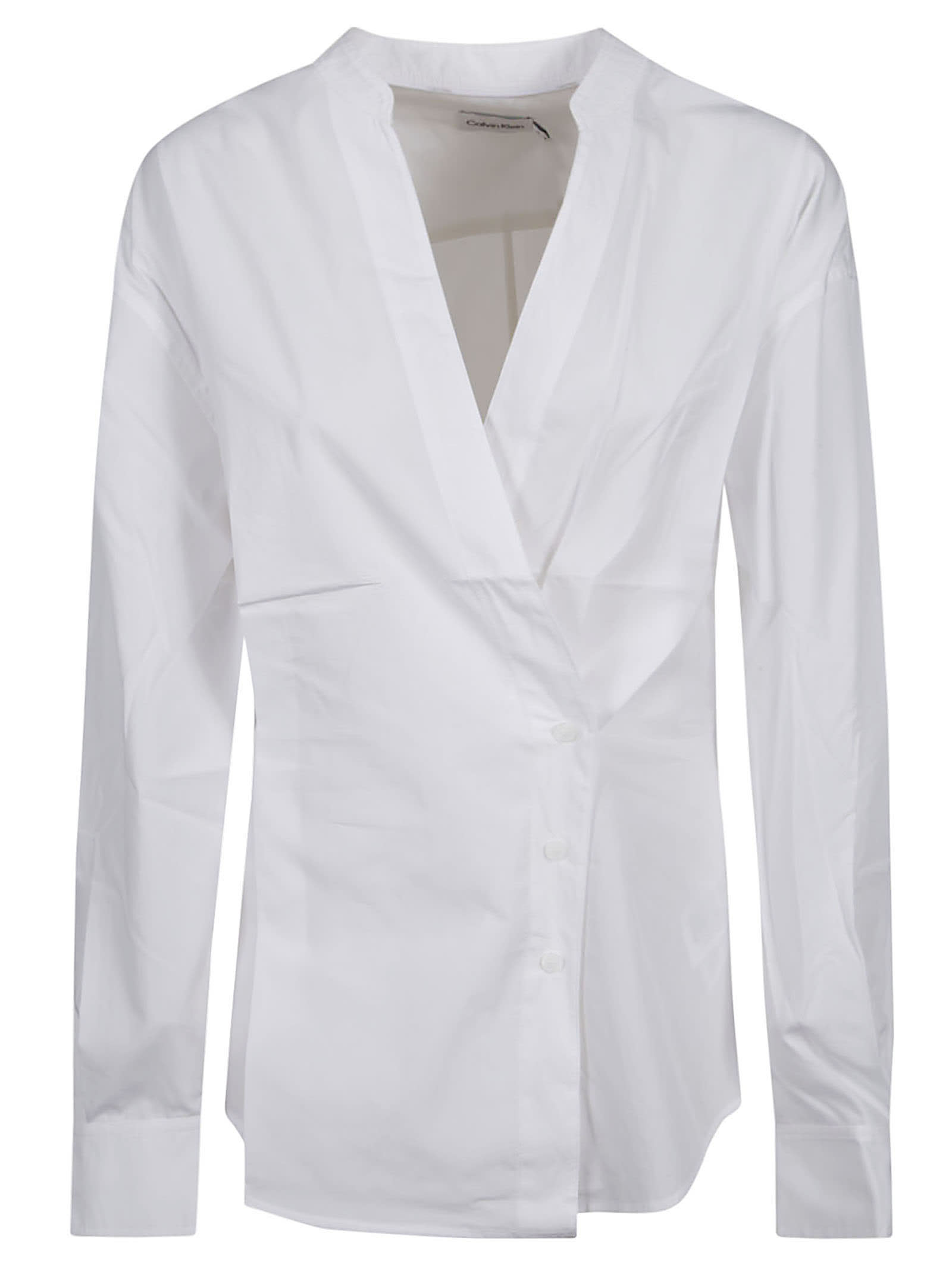 Calvin Klein V-neck Wrap Shirt In White