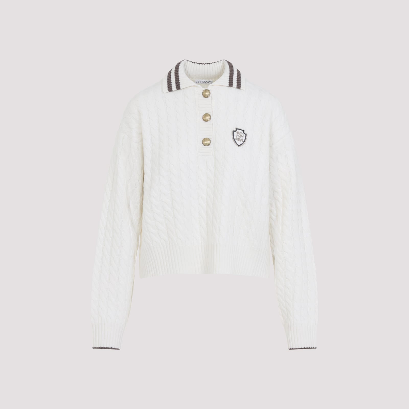 Brunello Cucinelli Sport Club Pullover With White Cashmere In White
