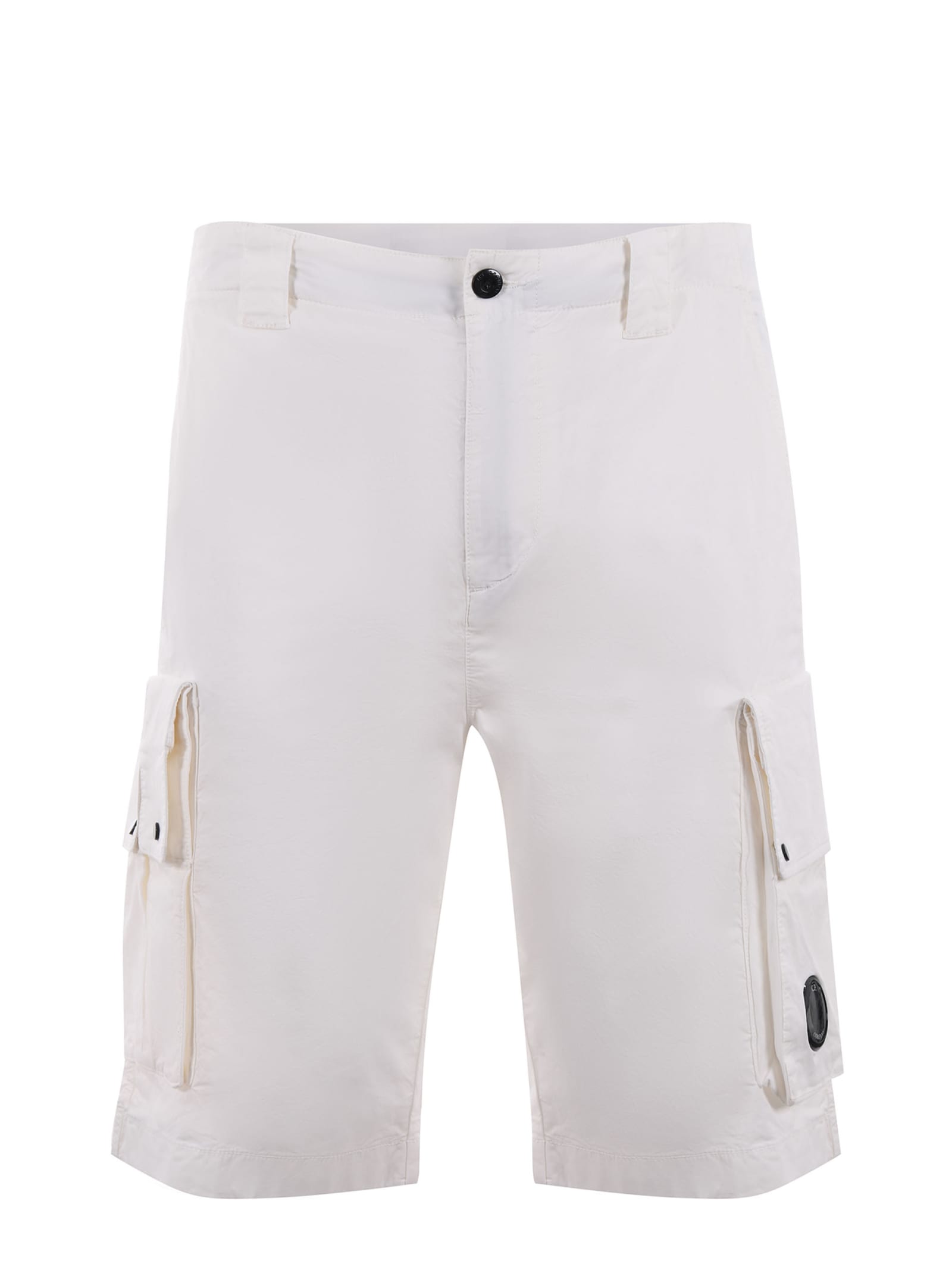 Shop C.p. Company Cargo Shorts In Bianco Latte