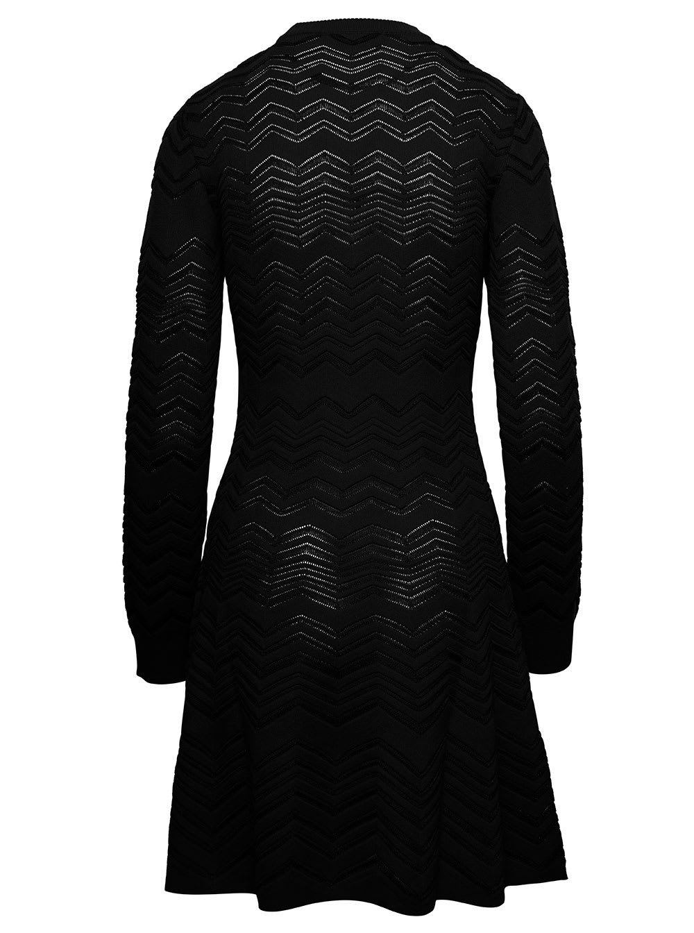 Shop Missoni Wool Viscose Solid Colored Chevron Mini Dress In Nero