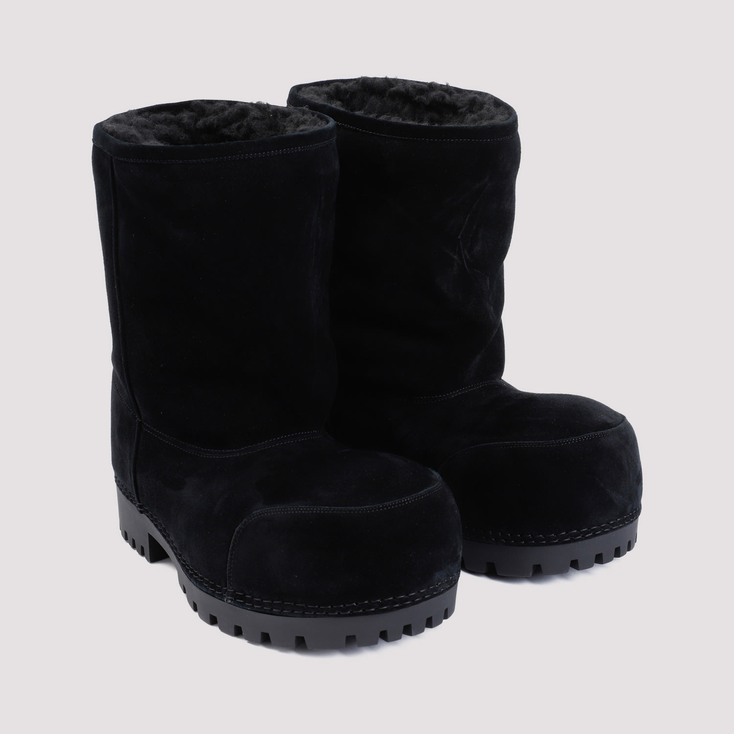 Shop Balenciaga Alaska Fur Low Boots In Black