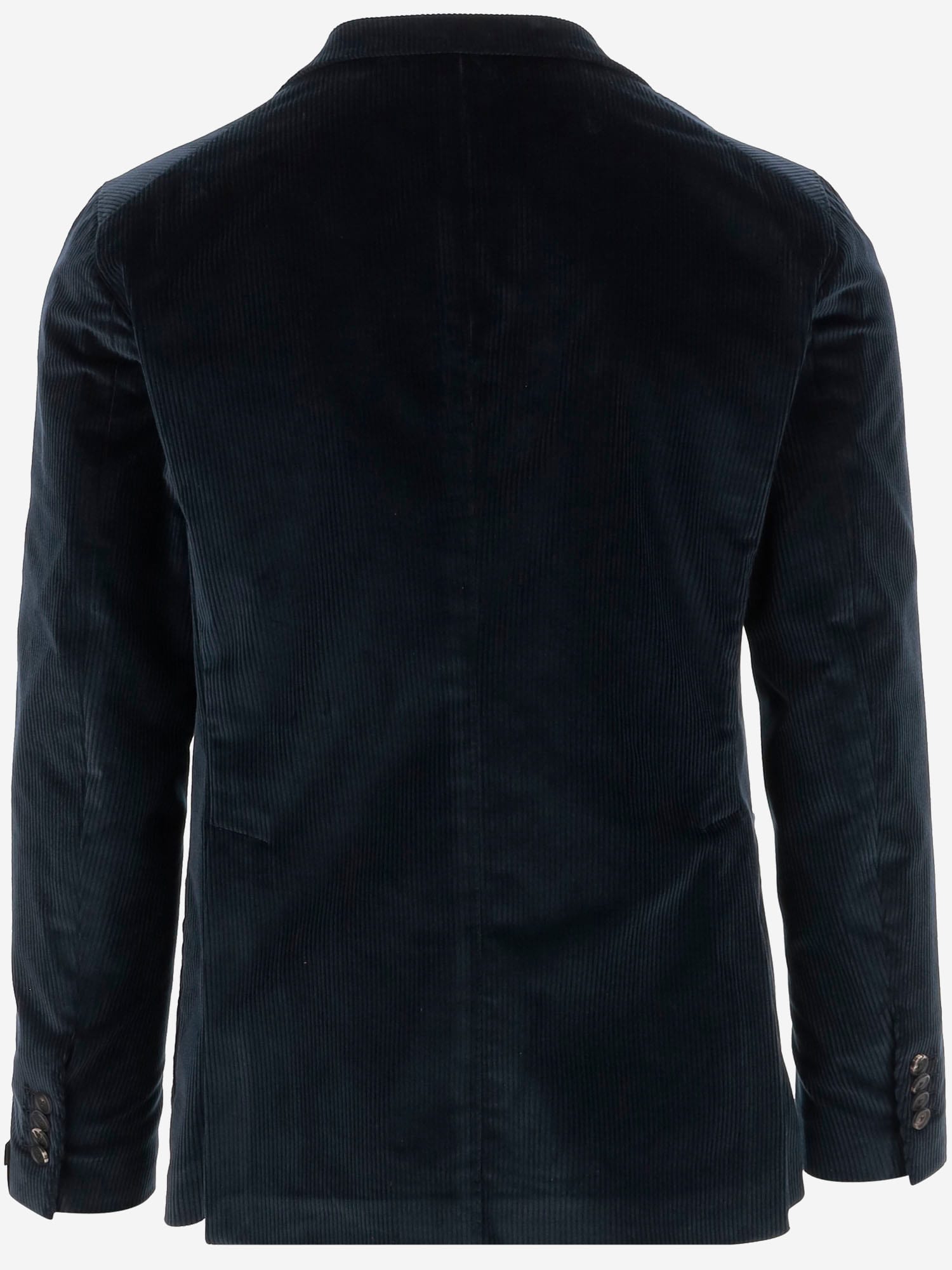 Tagliatore Single-breasted Jacket In Stretch Cotton Velvet In Blue