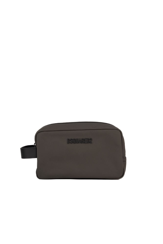 Shop Dsquared2 Technical Fabric Clutch Bag In Grigio Scuro+nero