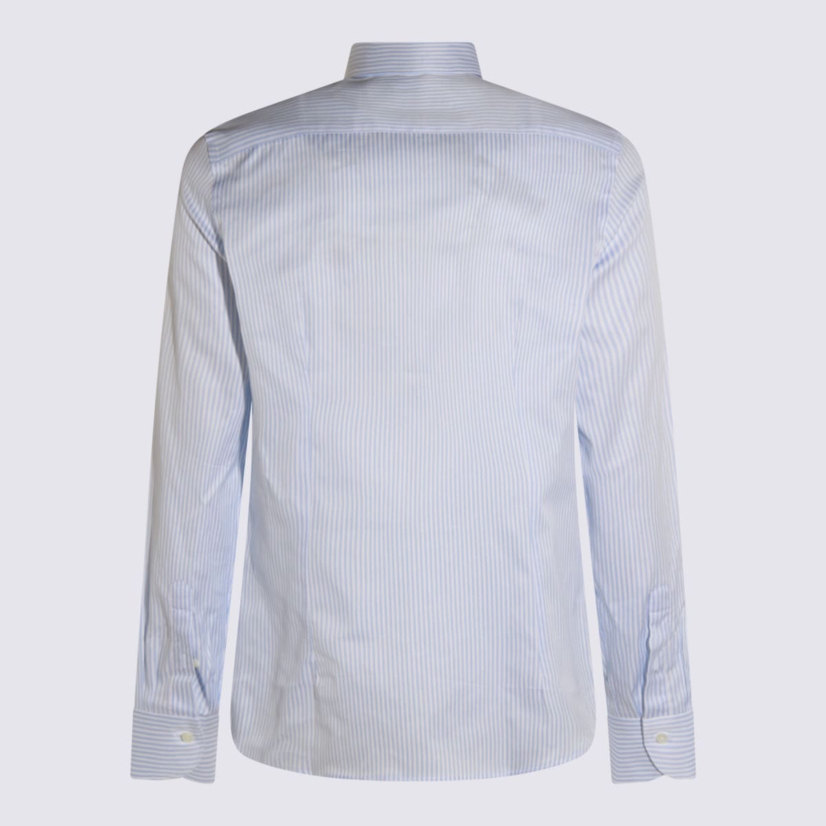 Canali Striped Long-sleeved Shirt In Blue