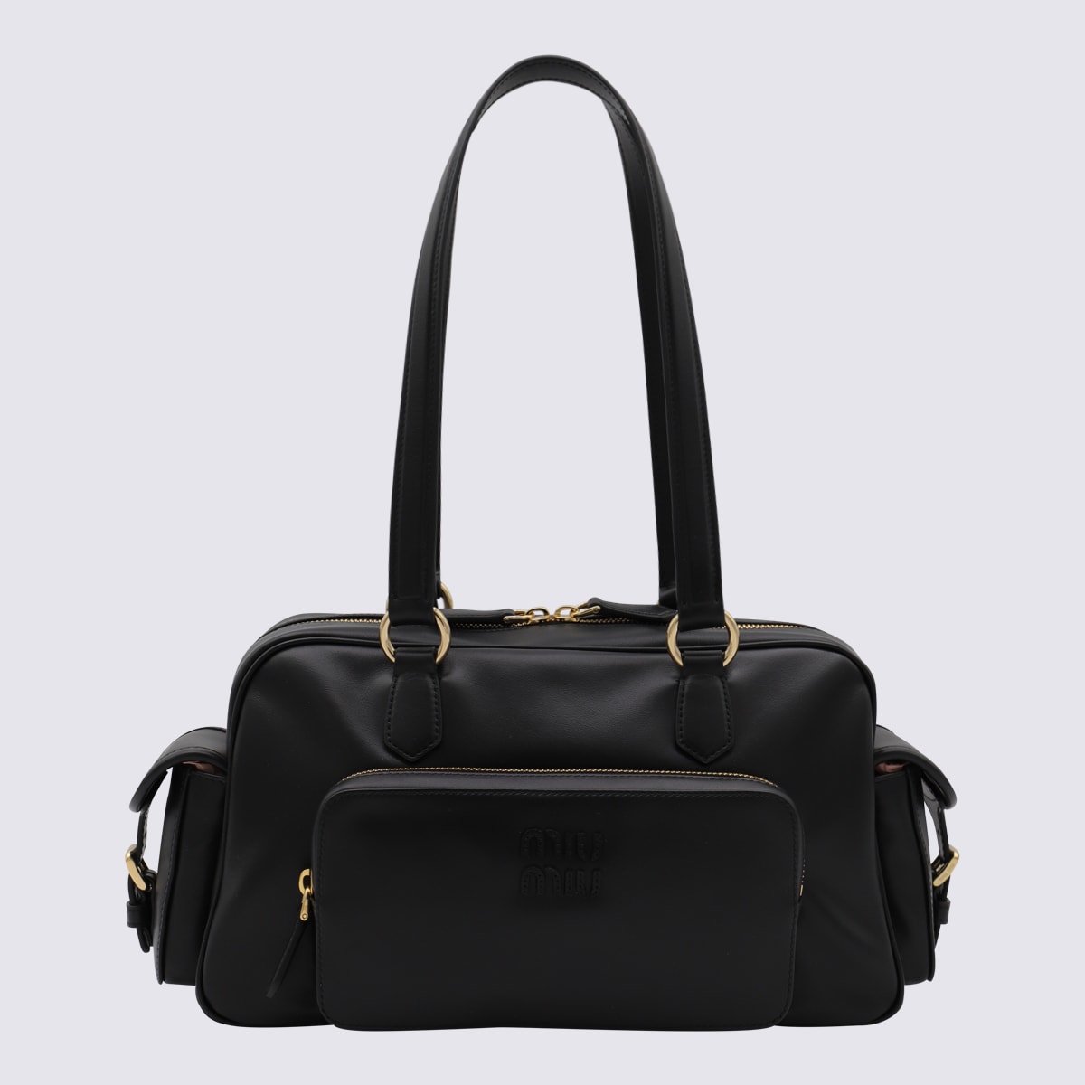 Miu Miu Leather Shoulder Bag Double Handles In Black