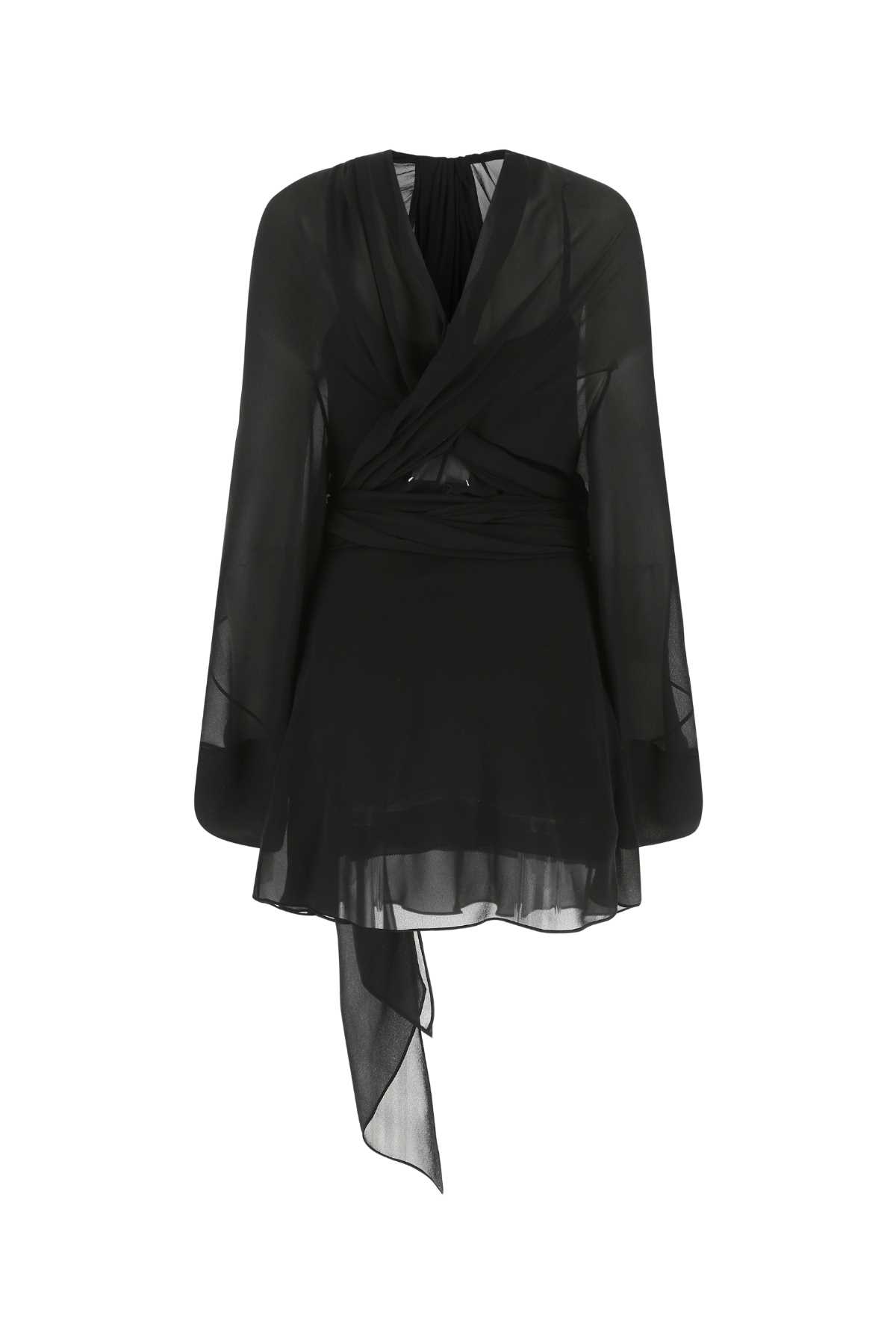 Shop Maison Margiela Black Silk Mini Dress In 900