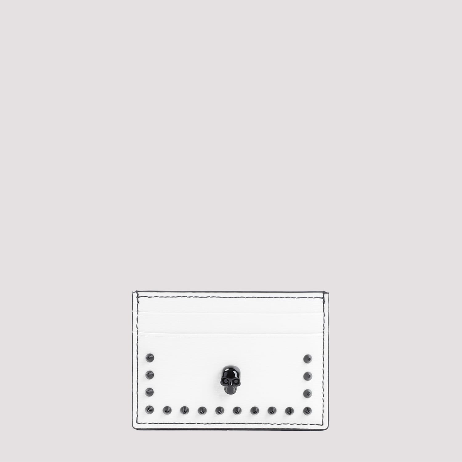 Shop Alexander Mcqueen Calf Leather Card Holder In Soft Ivory