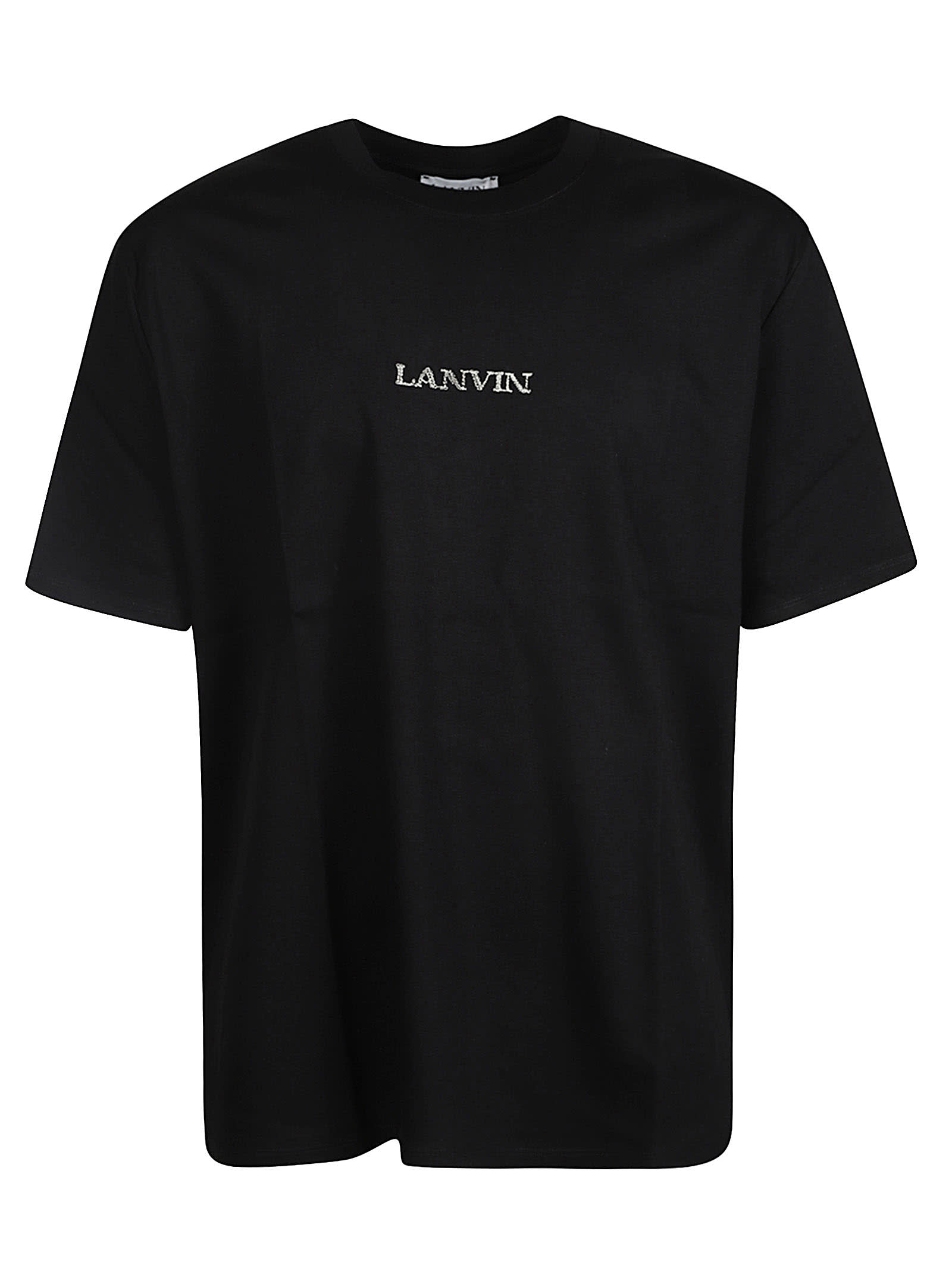 Shop Lanvin Logo Round Neck T-shirt In Black