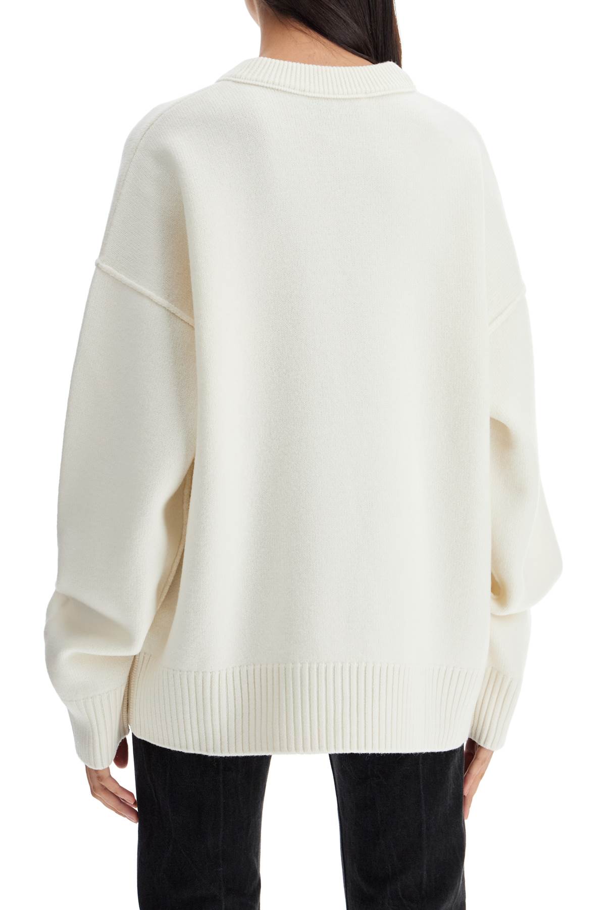 Shop Ami Alexandre Mattiussi Ami De C Ur Sweater In Ecru/rouge (white)