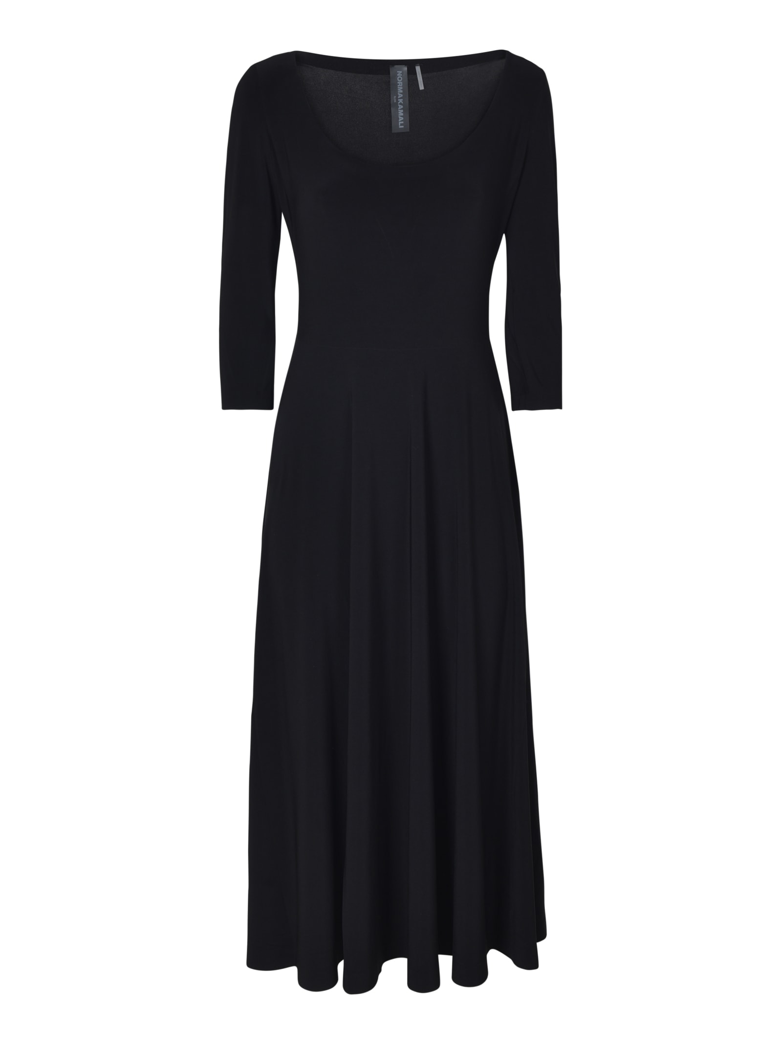 Shop Norma Kamali Boat Neck Long-length Dress In Black