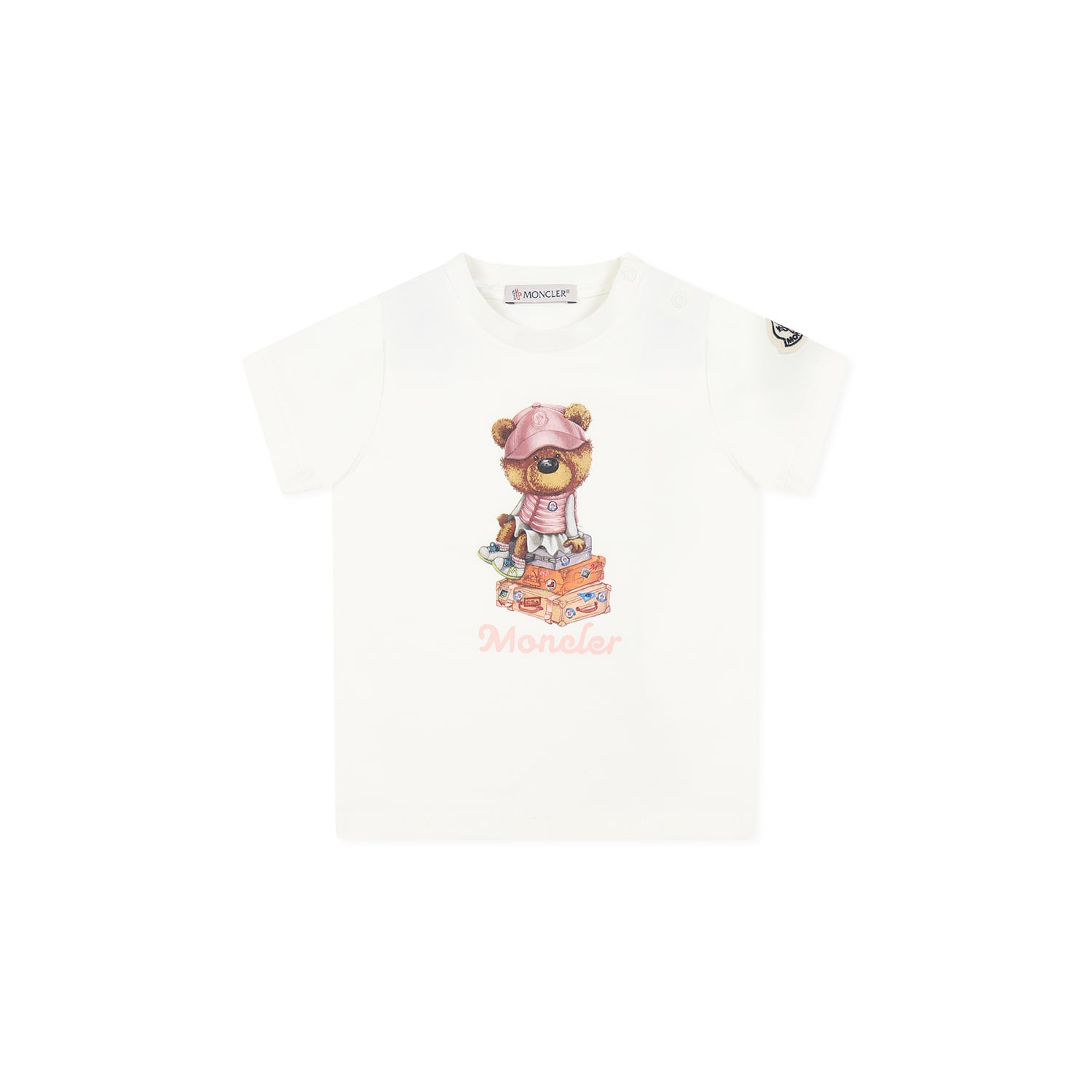MONCLER WHITE T-SHIRT FOR BABY GIRL WITH LOGO