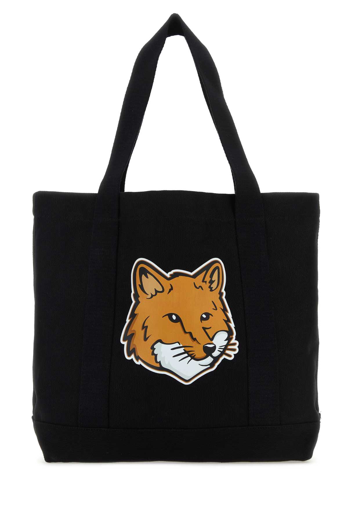 Shop Maison Kitsuné Black Canvas Fox Head Shopping Bag