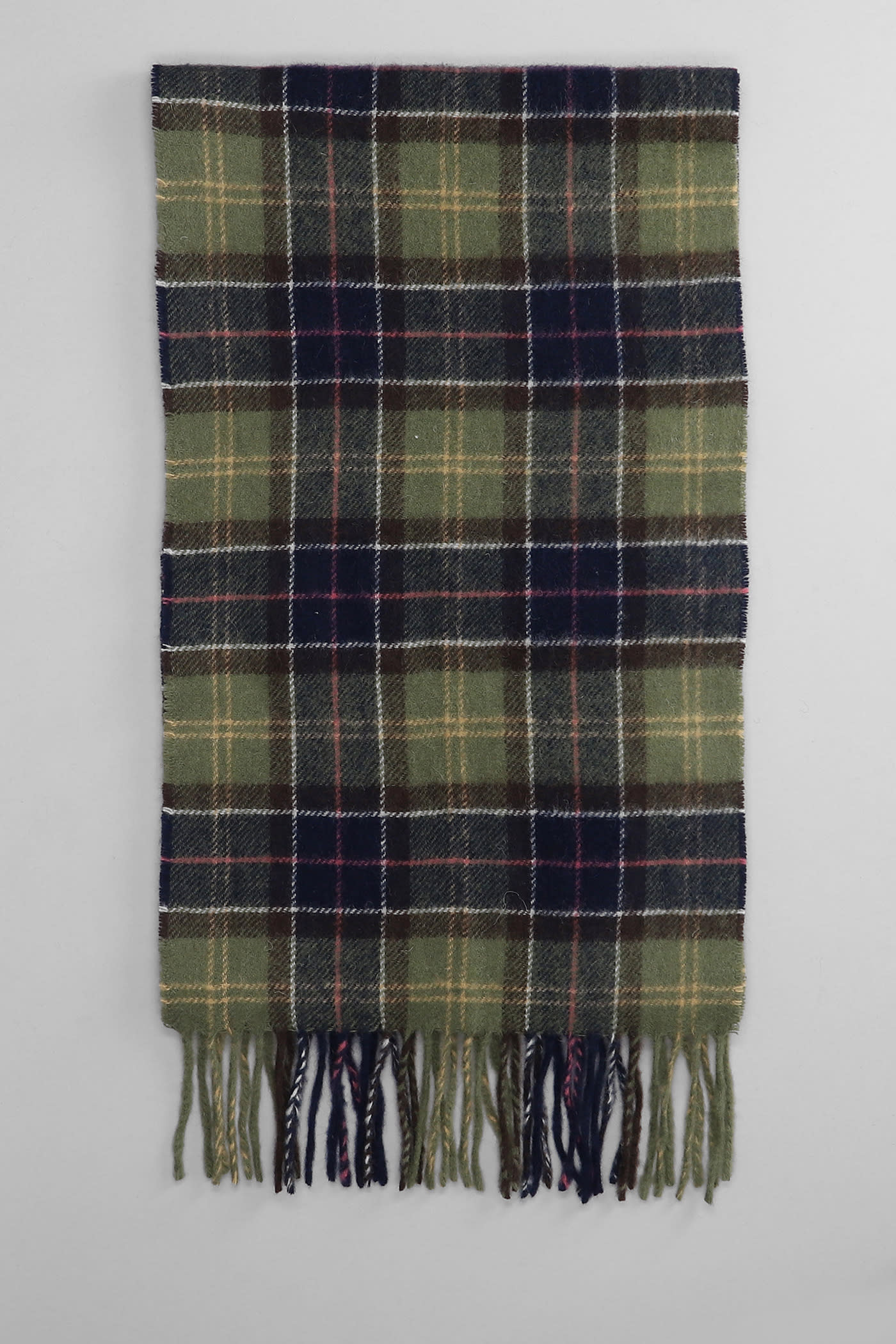 Barbour Tartan Fringed Scarf In Green