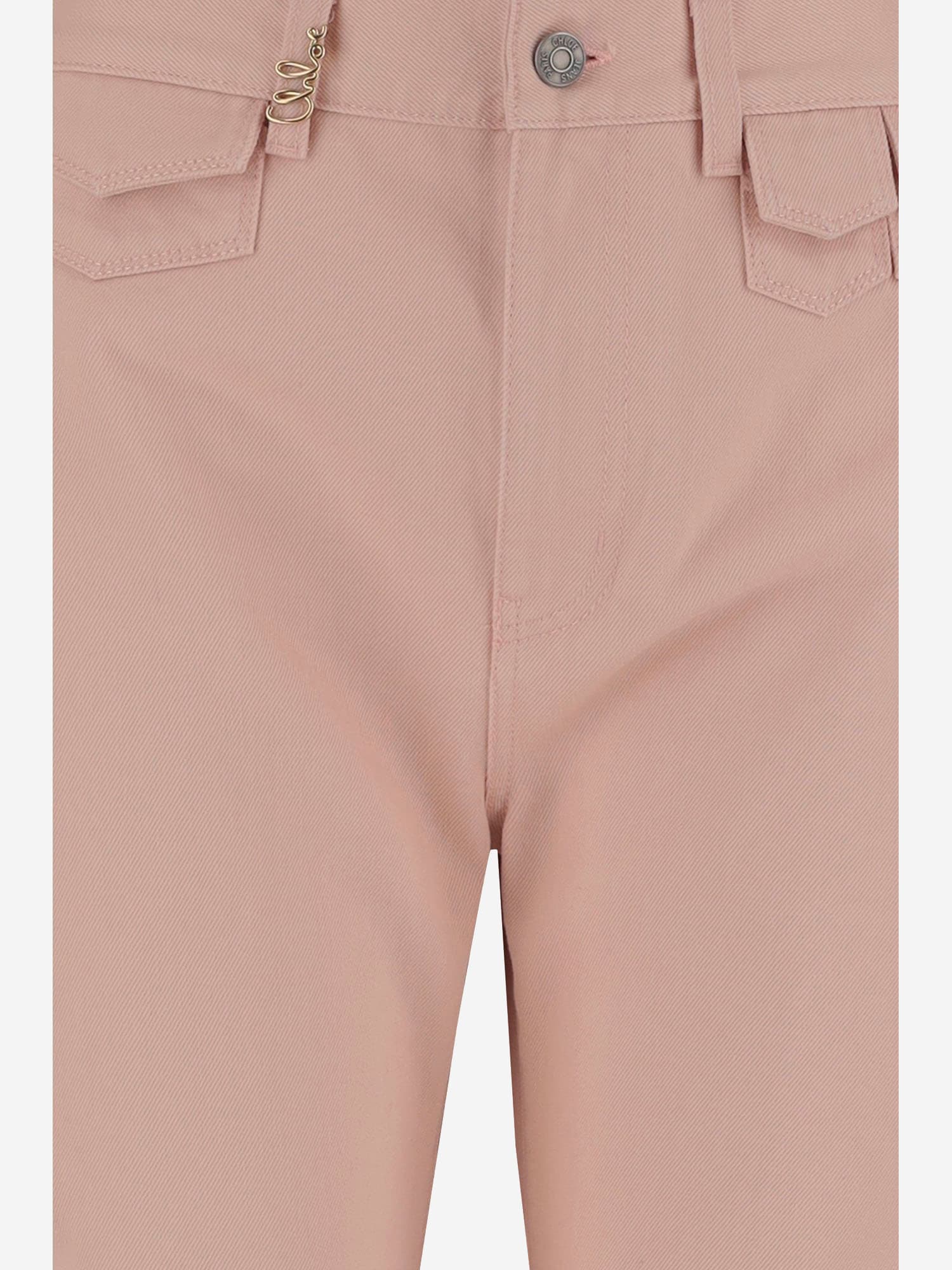 Chloé High Waist Cotton Flare Jeans In Pink