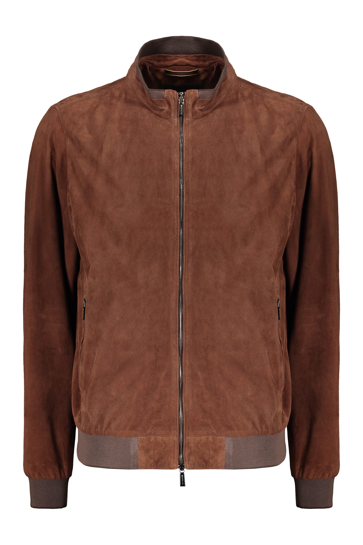 Moorer Leather Bomber Jacket In Brown