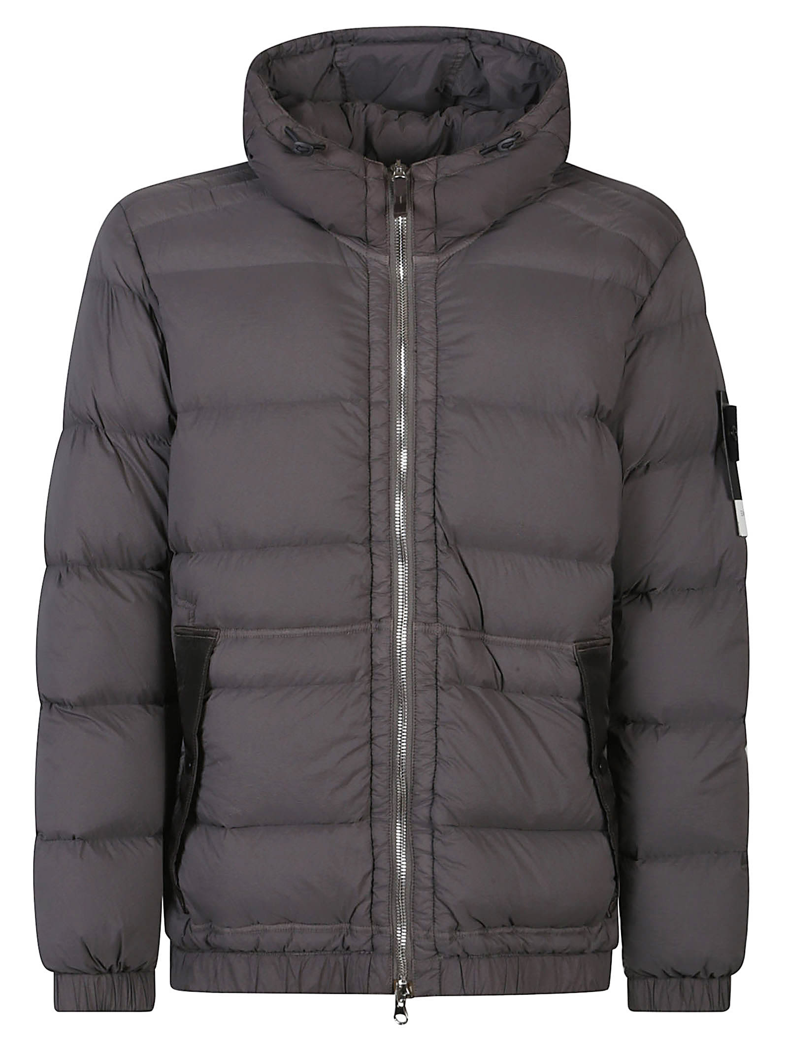 Stone Island Short Hooded Down Jacket In Gray