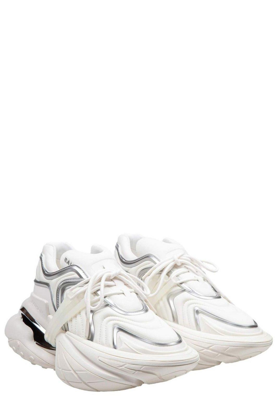 Shop Balmain Unicorn Wave Panelled Sneakers In White