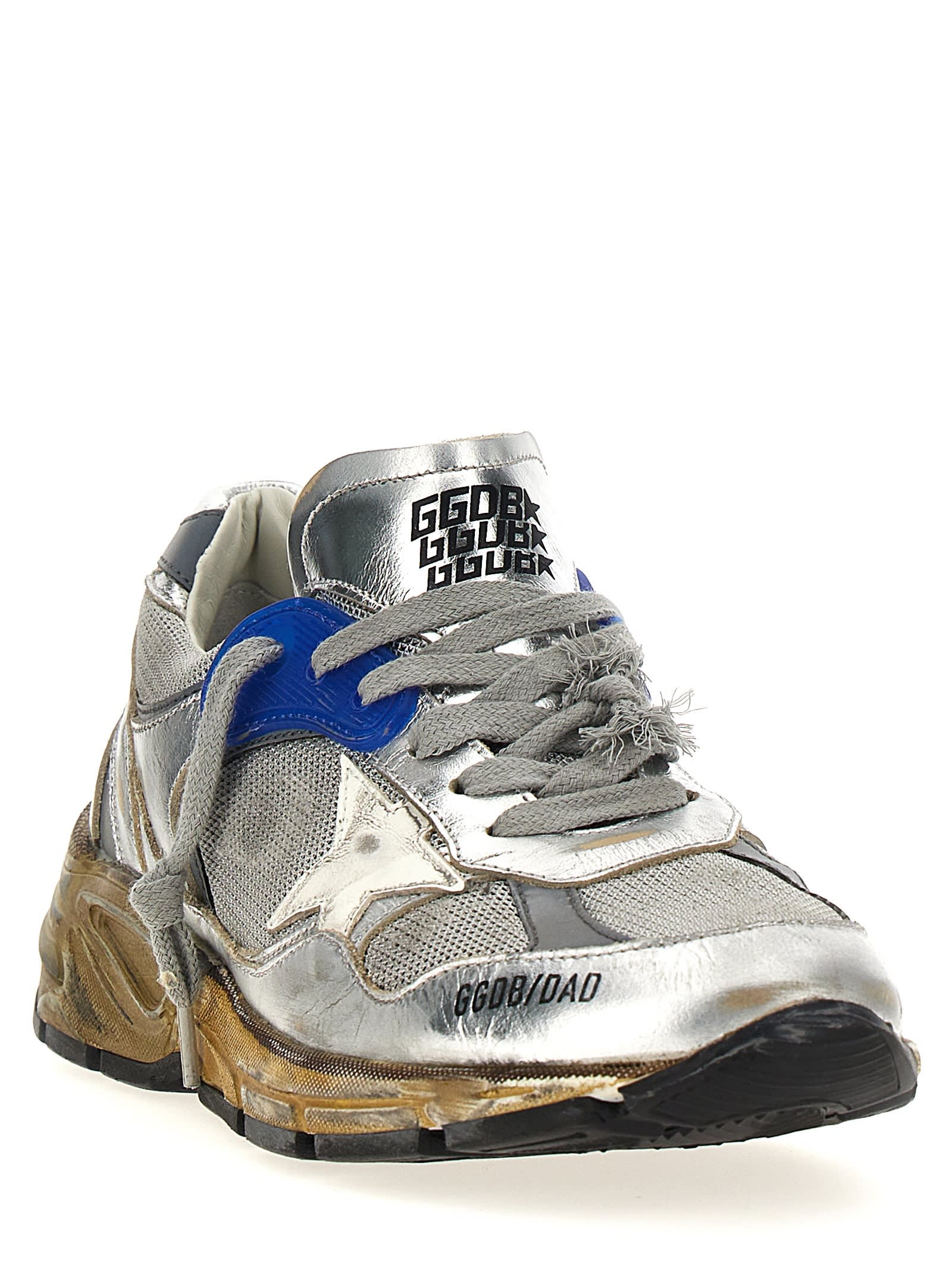 Shop Golden Goose Running Dad Sneakers In Silver