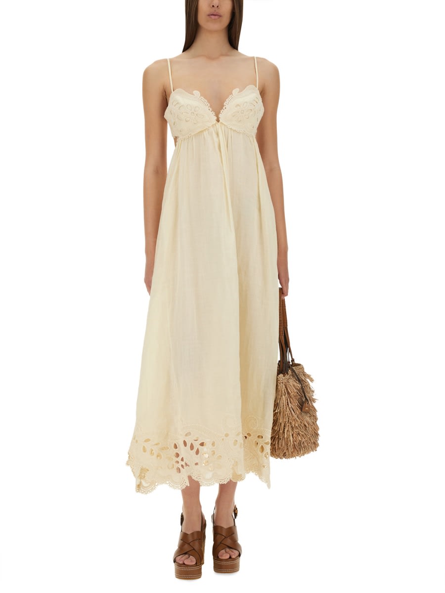 Zimmermann Coco Embroidered Ramie Maxi Dress In Neutral