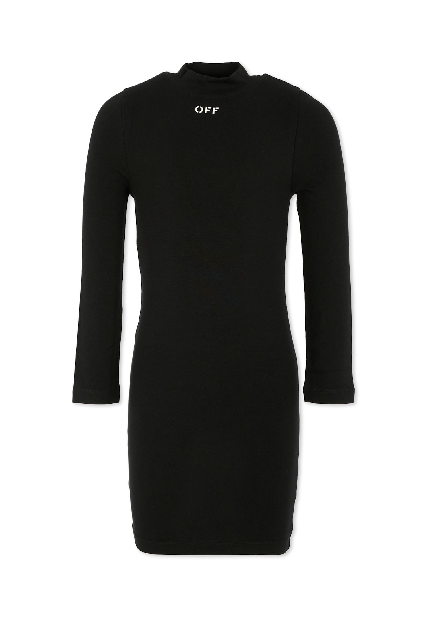 Off-white Black Dress For Girl With Logo In Black