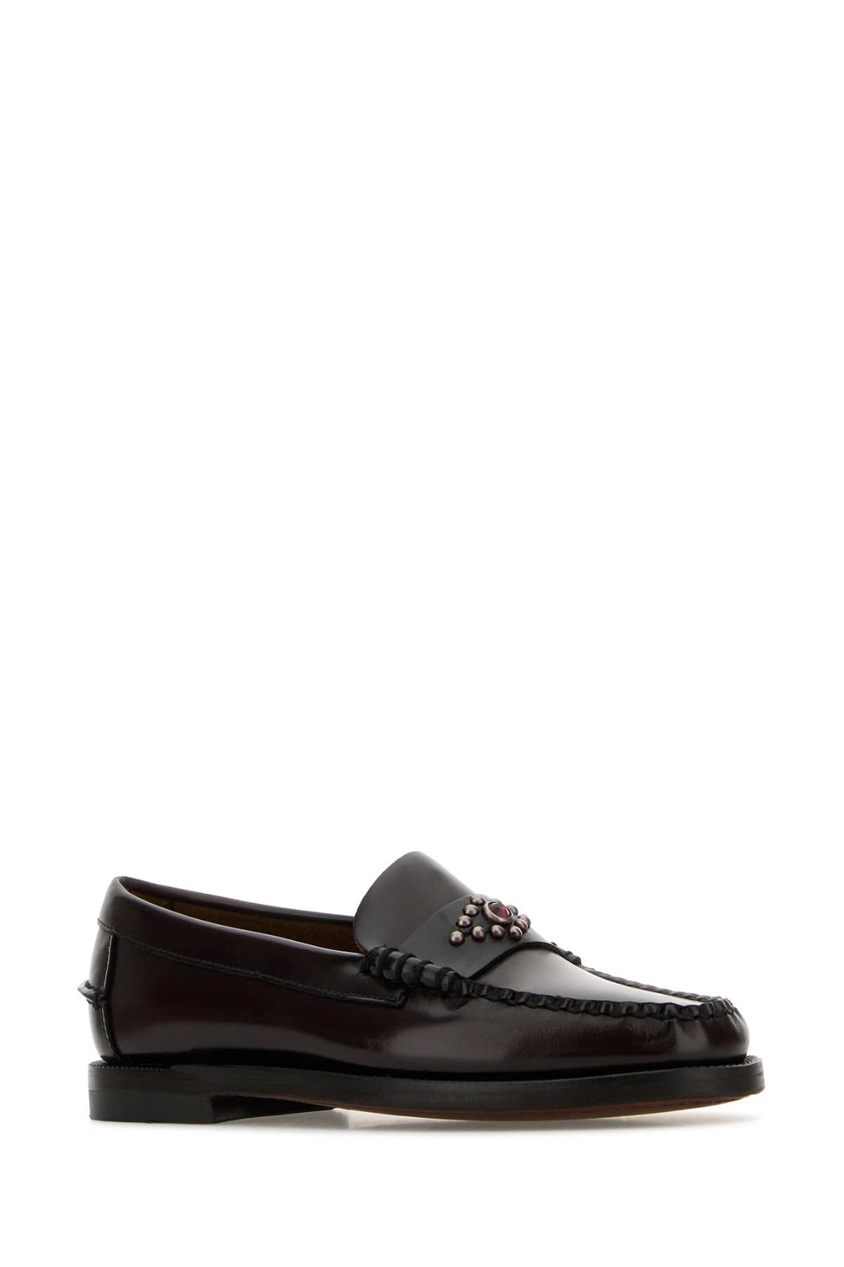 Shop Sebago Burgundy Leather Classic Dan Rhombus Loafers In Brownburgubdyrhomb