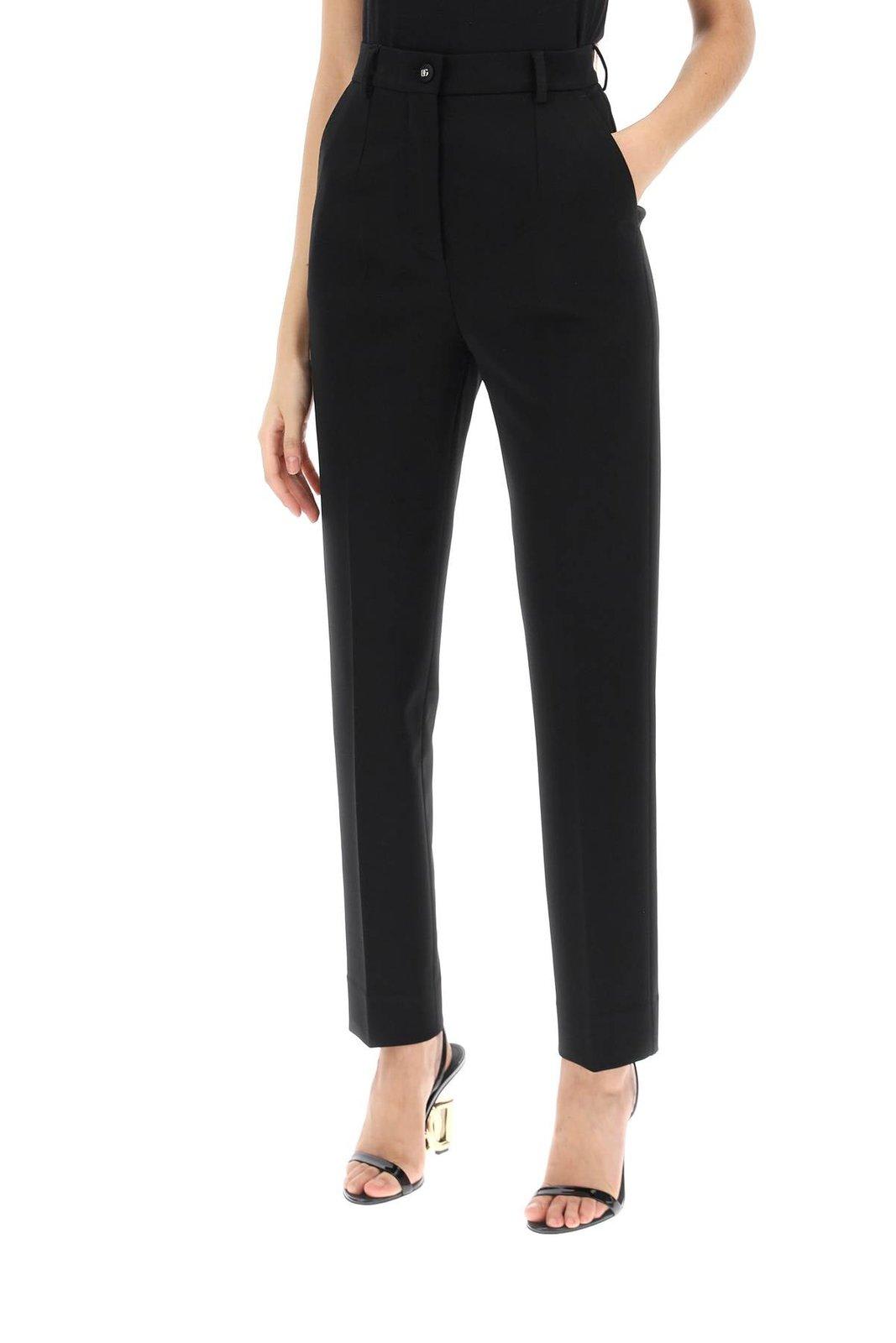 Shop Dolce & Gabbana Milano Stitch Cigarette Pants In Nero