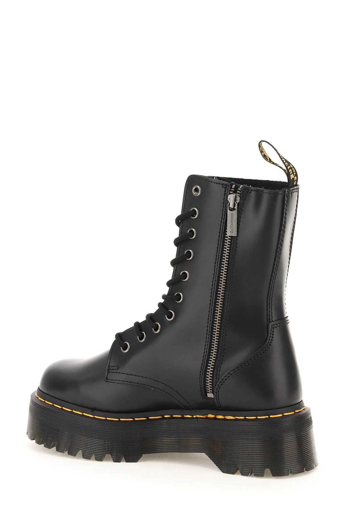 Shop Dr. Martens' Jadon Hi Lace-up Combat Boots In Black Polished Smooth