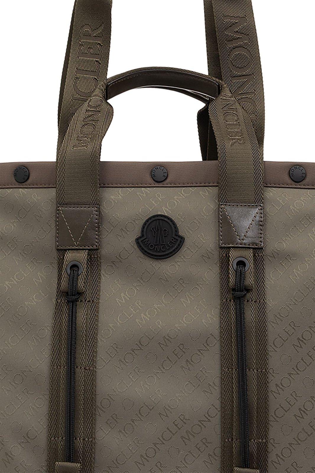 Shop Moncler Logo Patch Tote Bag In Dove Grey