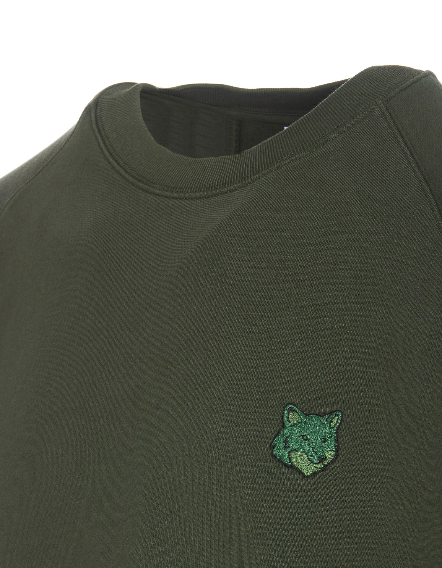 Shop Maison Kitsuné Bold Fox Head Patch Sweatshirt In Green