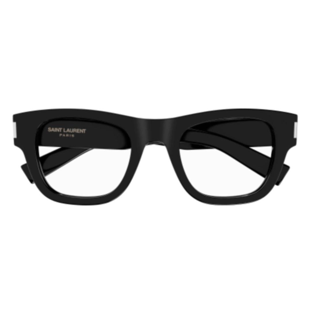 Shop Saint Laurent Square Frame Glasses In 001 Black Black Transpare