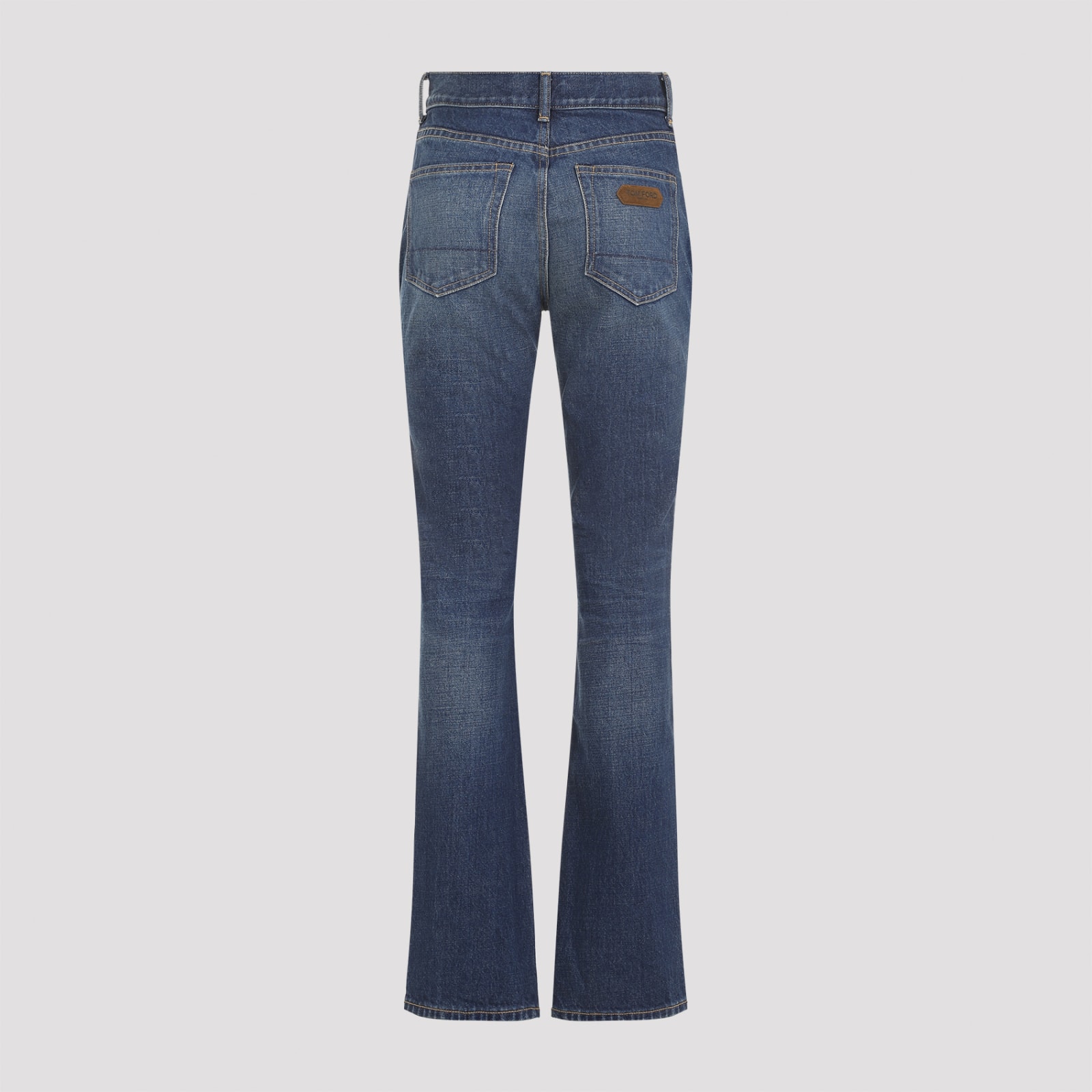 Tom Ford High-waist Straight Cotton Jeans In Blue Indigo