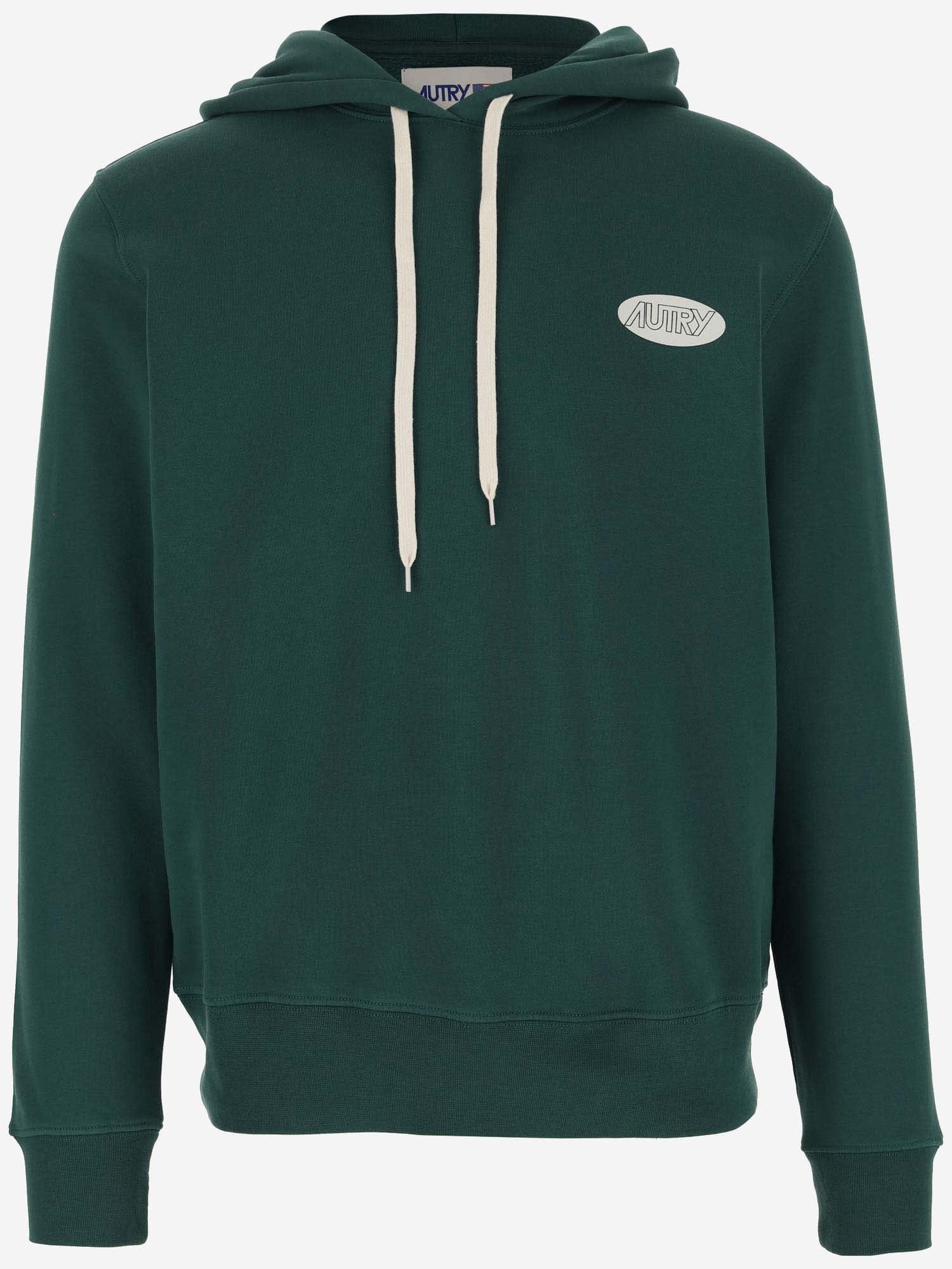 Shop Autry Logo Cotton Hoodie In Green