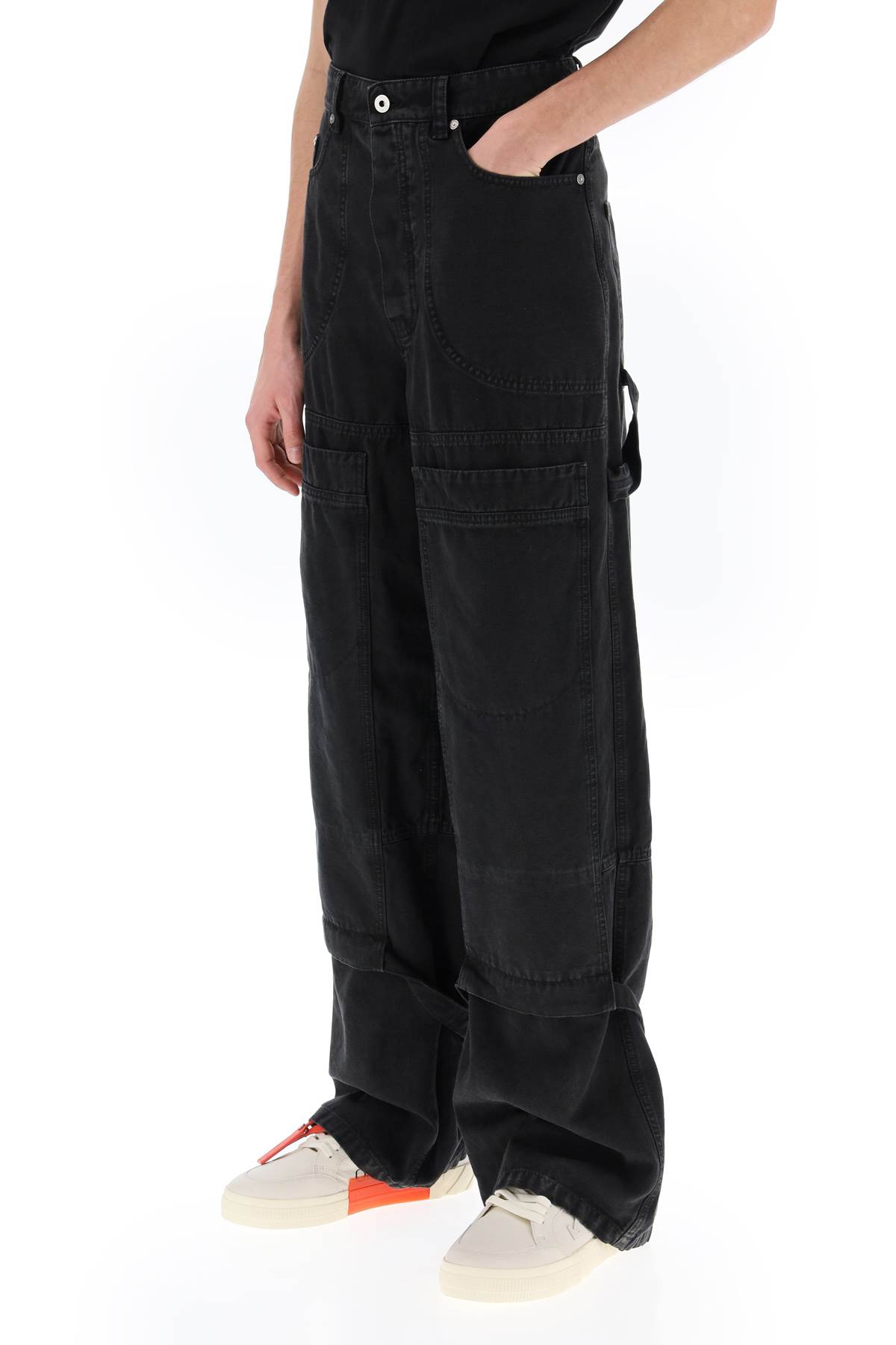 Off-white Carpenter Canvas Pants In Men In Black