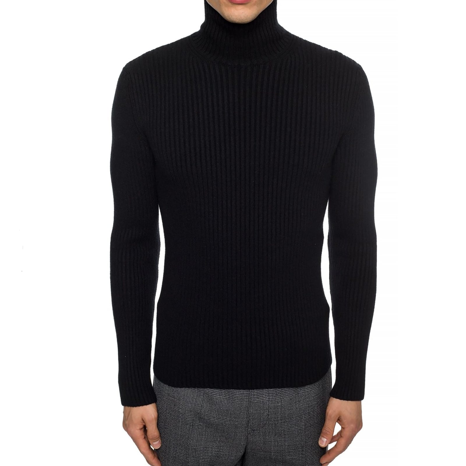 Shop Balenciaga Cashmere Blend Rib Knit Turtleneck In Black