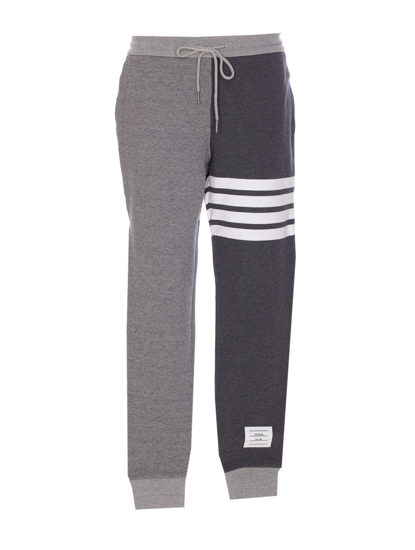 Thom Browne Trousers Block Design Striped Detail In Gray