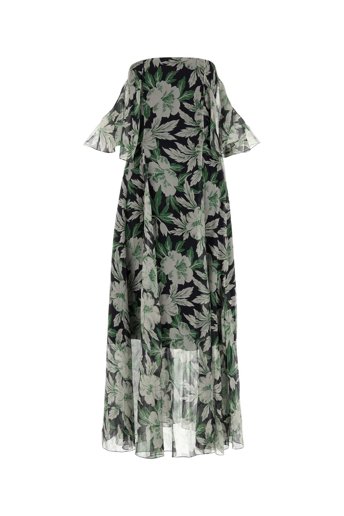 Loewe Off-the-shoulder Floral-print Silk-crepon Midi Dress