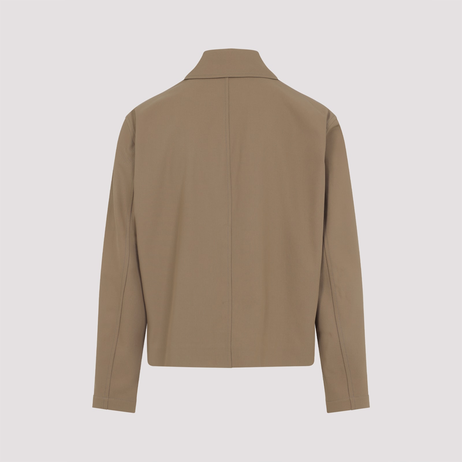 Loewe Cotton Jacket With Contrast Pocket And Front Pockets In Brown