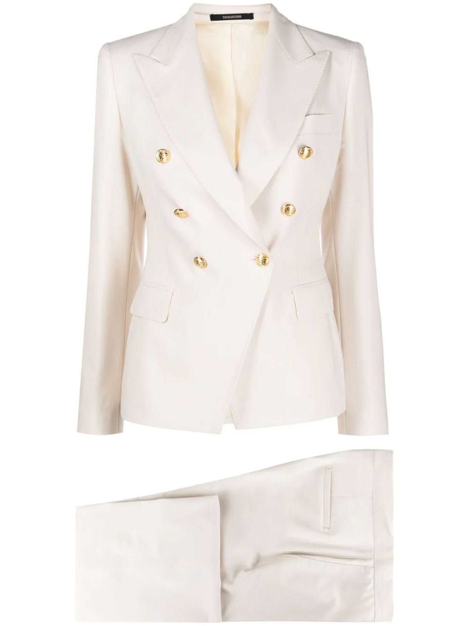 TAGLIATORE LIGHT BEIGE DOUBLE-BREASTED TAILORED SUIT