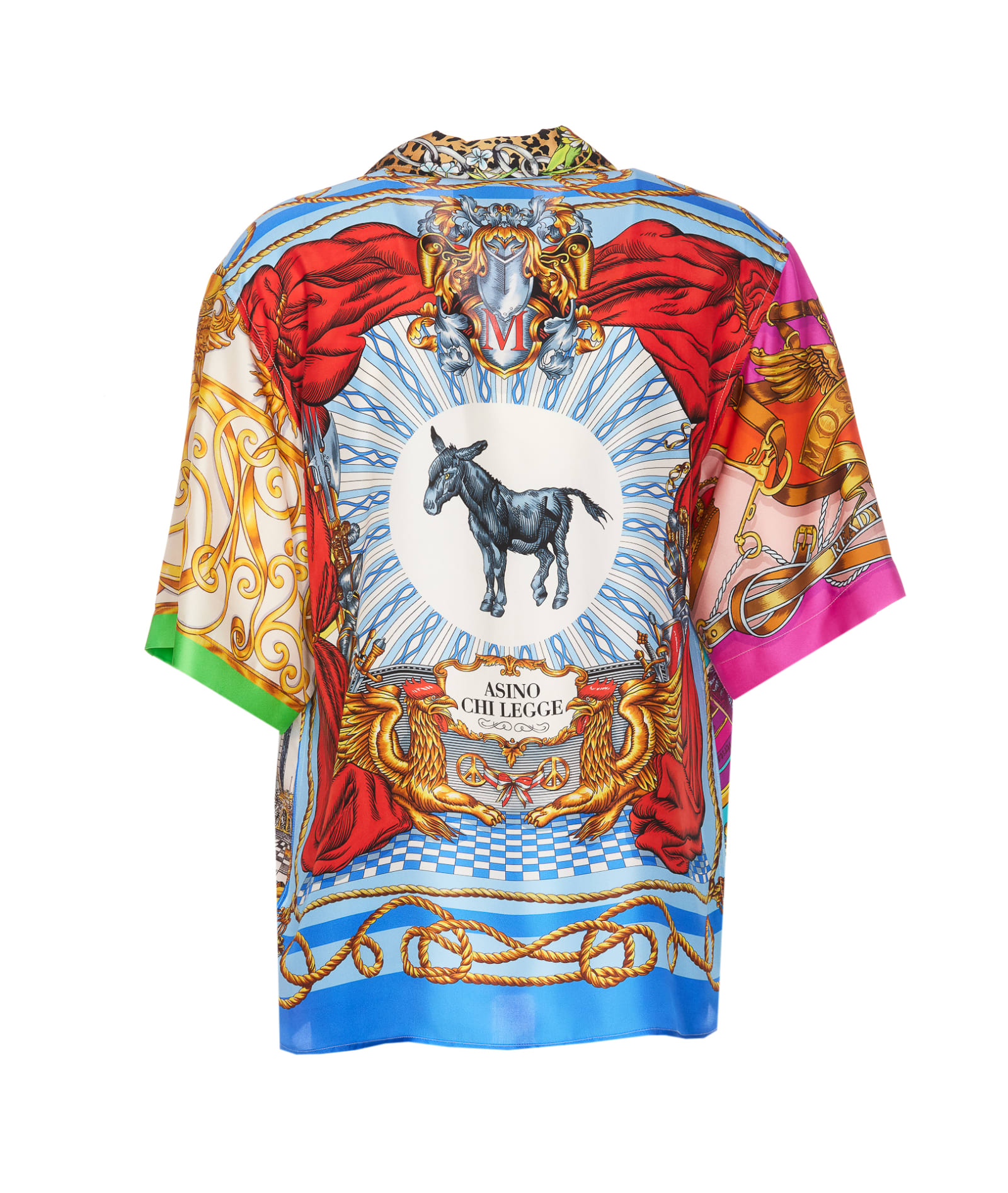 Shop Moschino Scarf Print Shirt In Multicolour