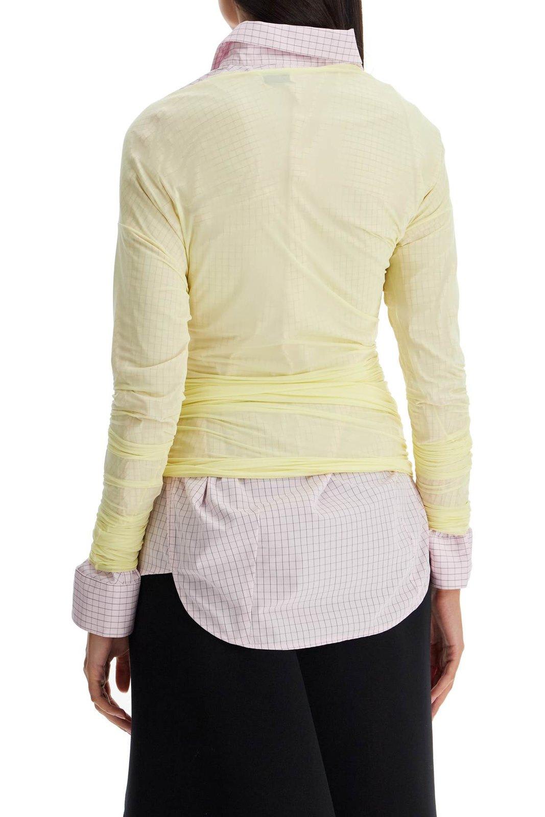 Shop Dries Van Noten Draped Crewneck T-shirt In Yellow