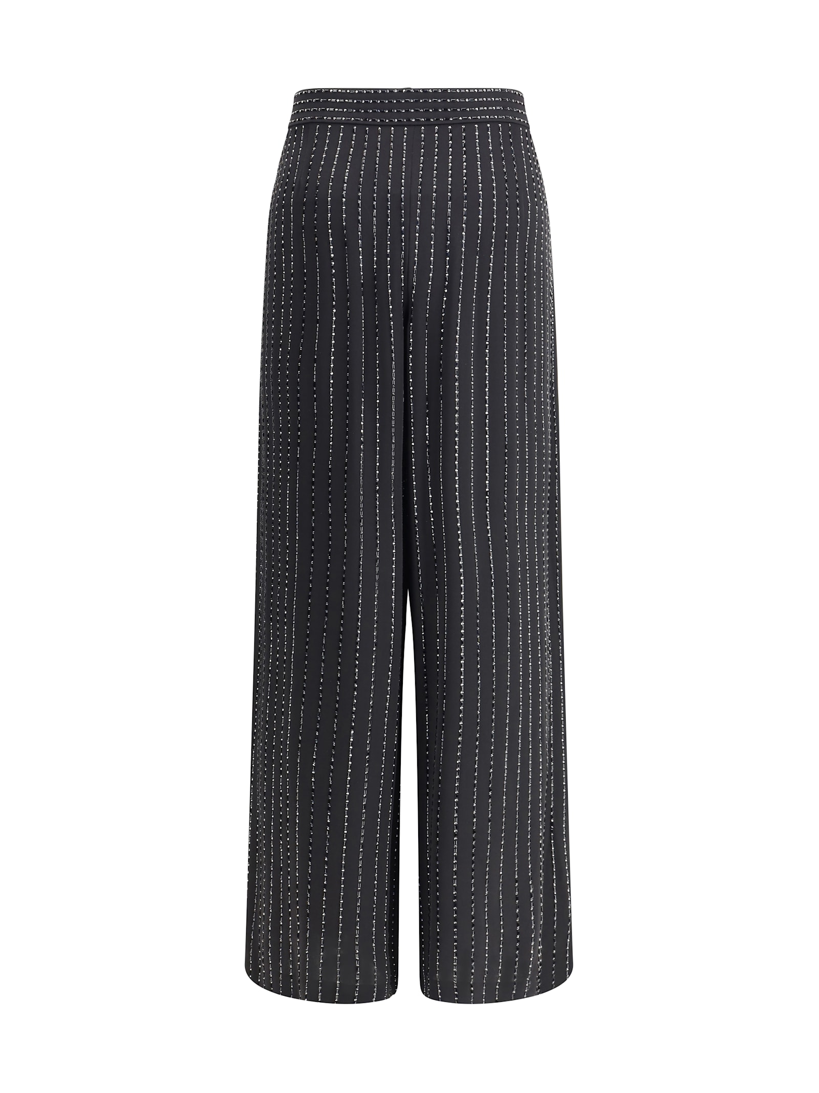 Giorgio Armani Wide-leg Silk Pants With Strass In Animal Print