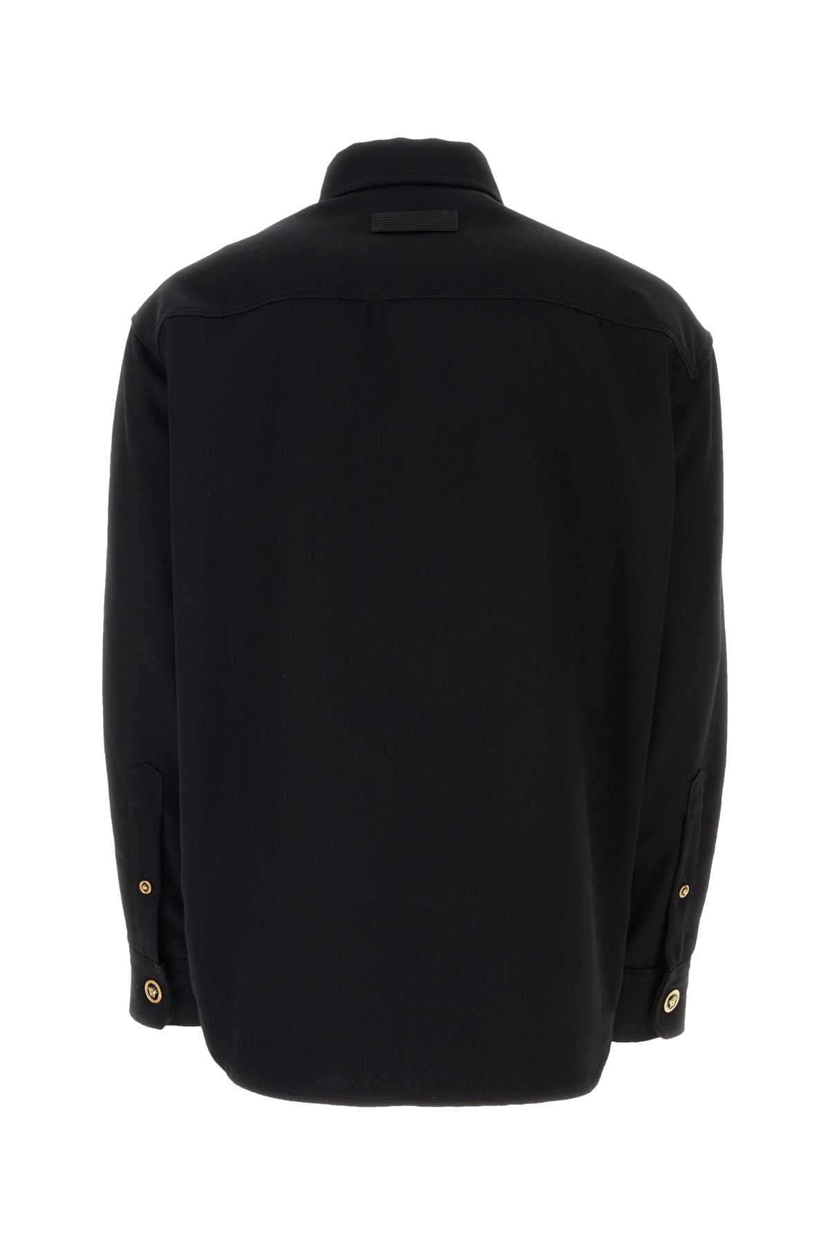 Shop Versace Black Wool Shirt