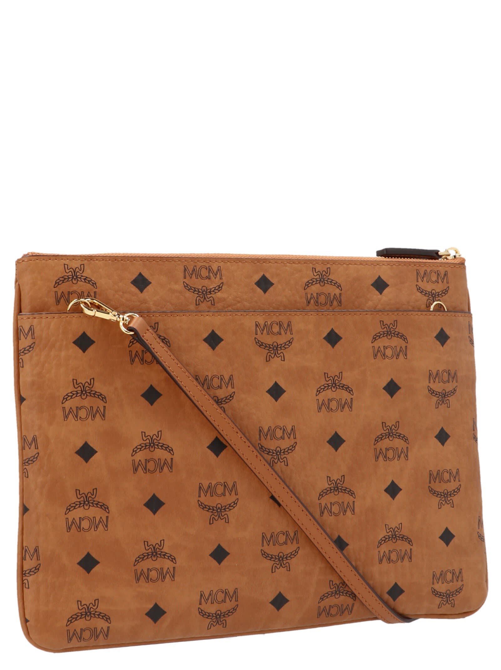Mcm Monogram Pattern Canvas Pouch Rectangular Shape In Multi